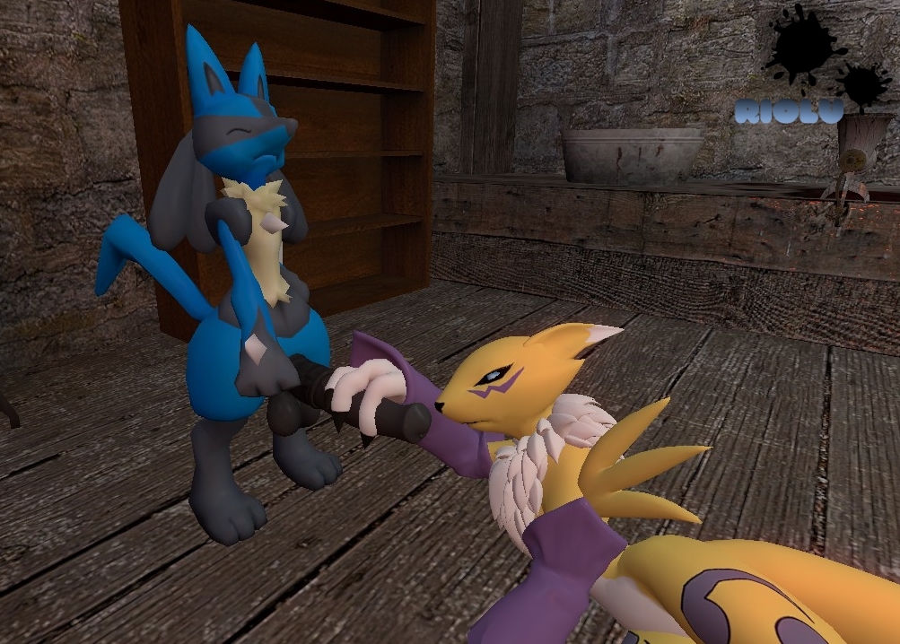 Post 1956435 Crossover Digimon Gmod Lucario Porkyman Renamon Riolu Artist