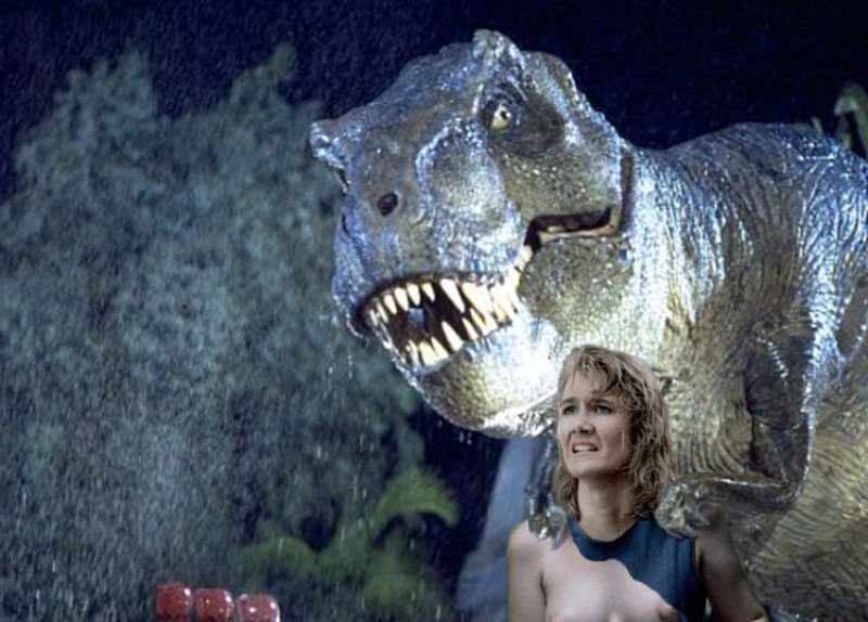 Ellie_Sattler Jurassic_Park Laura_Dern Rexy Tyrannosaurus_Rex dinosaur fakes t-rex