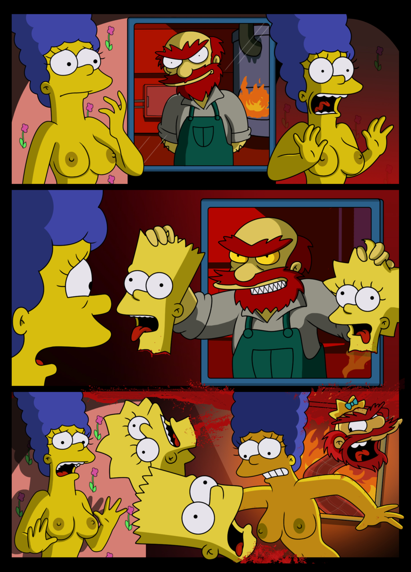 Bart_Simpson Groundskeeper_Willie Lisa_Simpson Maggie_Simpson Marge_Simpson The_Simpsons Treehouse_of_Horror WVS comic