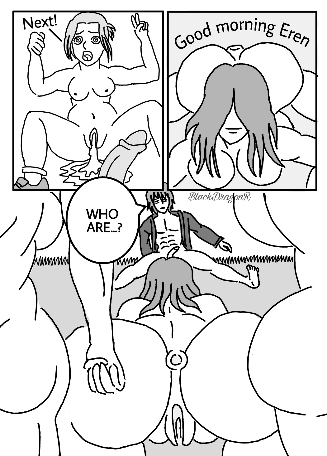 Post 4270438 Annie Leonhardt Attack On Titan Blackdragonr Comic Doujinshi Gabi Braun Mikasa