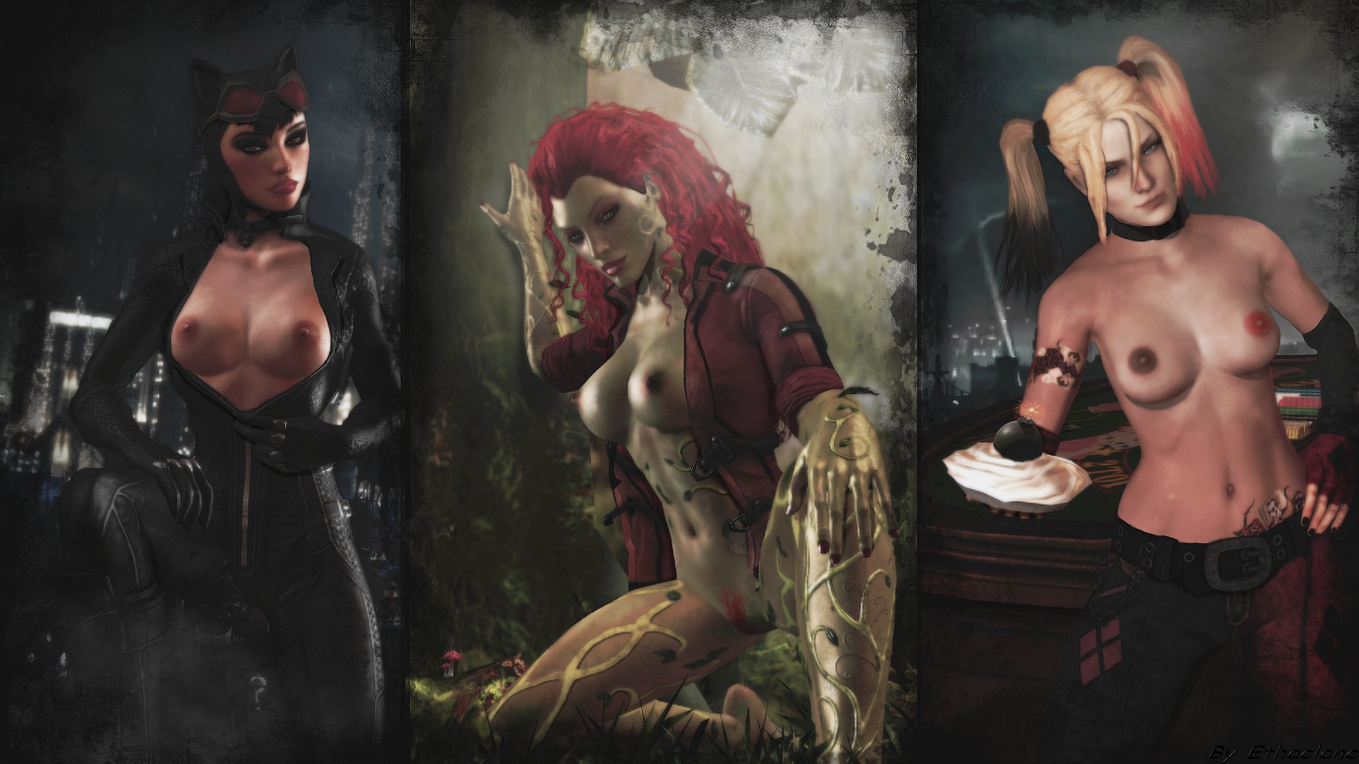 Post 2417585 Batmanarkhamcity Batmanseries Catwoman Dc Ethaclane Harleyquinn Poisonivy