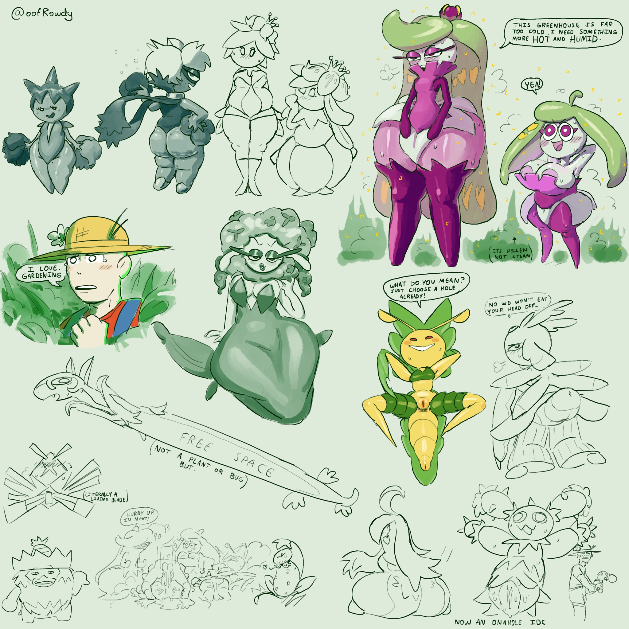 Cacturne Florges Gourgeist Hisuian_Lilligant Hisuian_Porkyman Leavanny Lilligant Maractus Porkyman Roselia Roserade Steenee Tsareena Victreebel oofRowdy