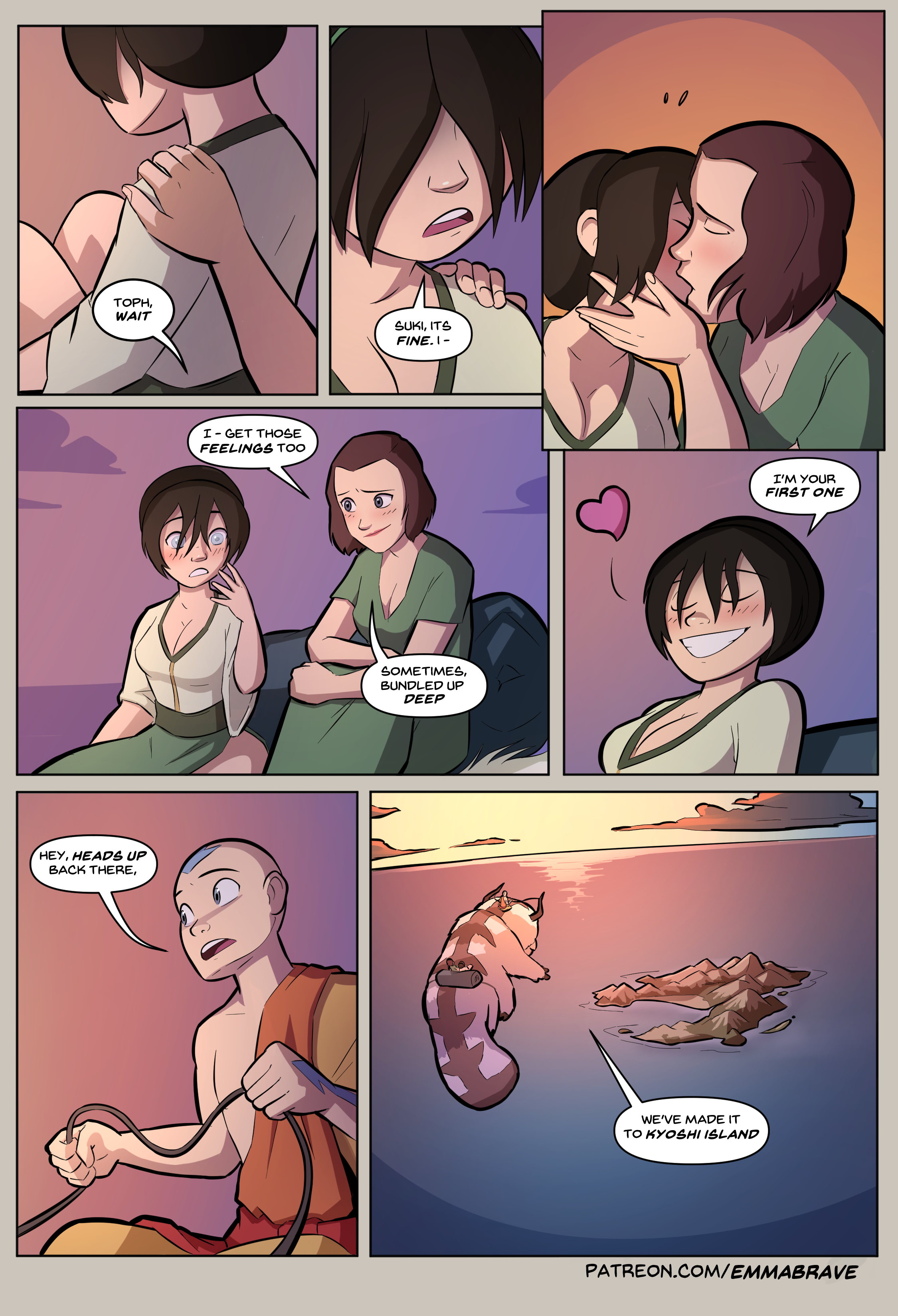 Aang Avatar_the_Last_Airbender Suki Toph_Bei_Fong comic emmabrave3