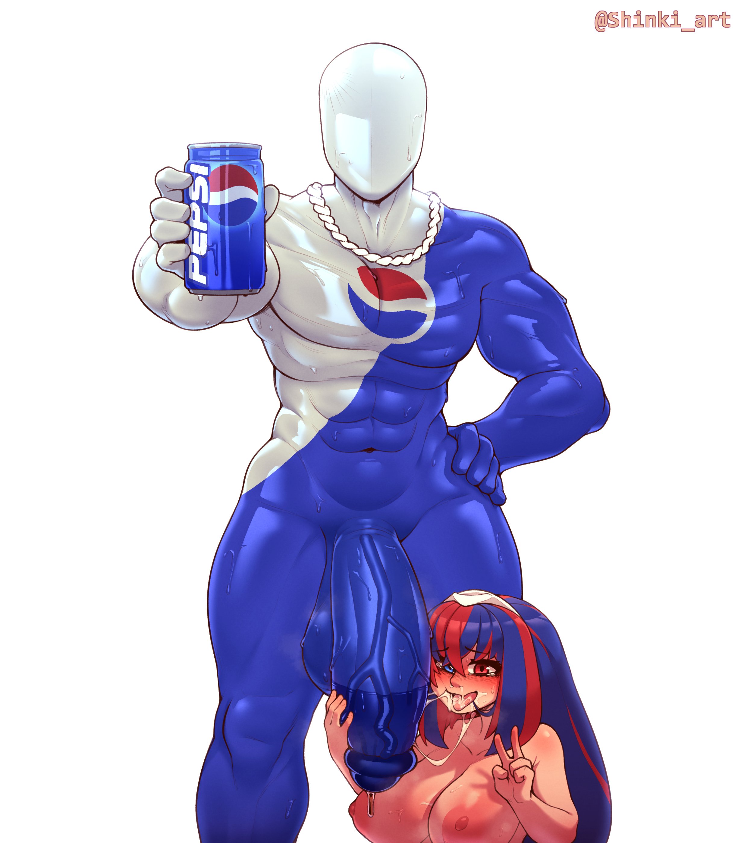 Alear Alear_(female) Fire_Emblem Fire_Emblem_Engage Pepsi Pepsiman Shinki_art crossover mascots