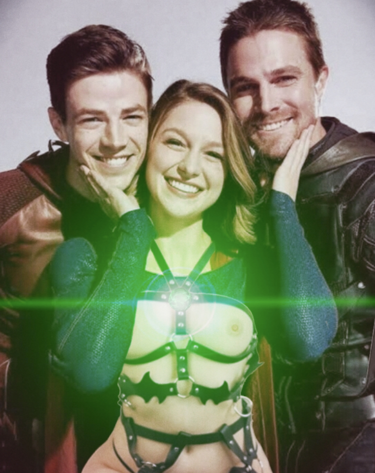 Arrow Barry_Allen DC Grant_Gustin Green_Arrow Melissa_Benoist Oliver_Queen Stephen_Amell Supergirl Supergirl_(TV_Series) The_Flash fakes