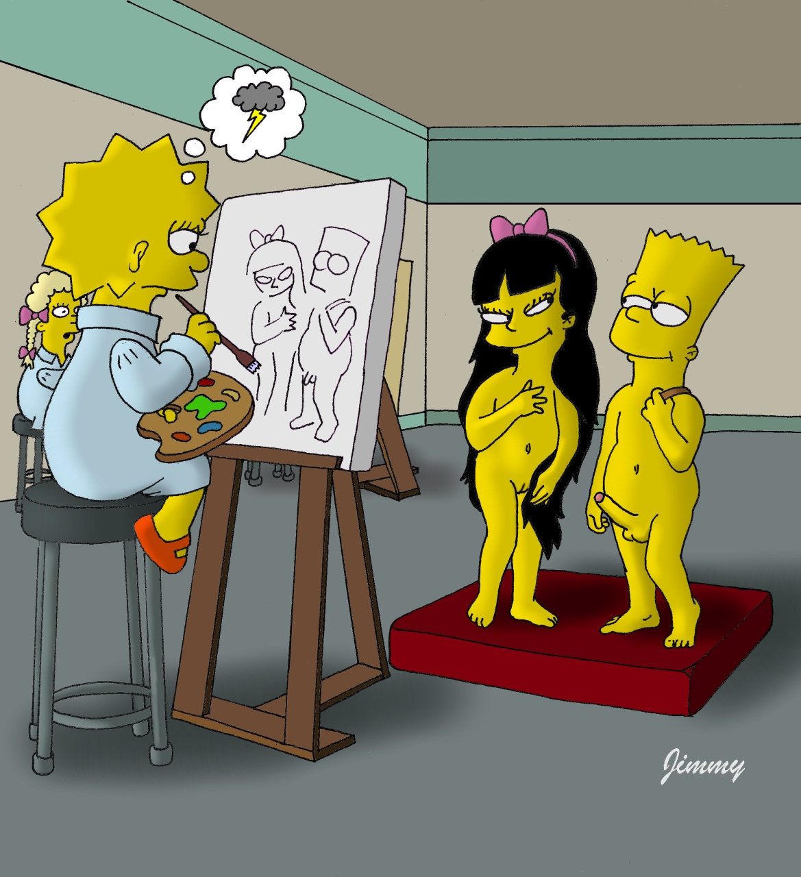 Post 390823: art Bart_Simpson David Jessica_Lovejoy Jimmy Lisa_Simpson  Michelangelo Nina_Skalka Statue_of_David The_Birth_Of_Venus The_Simpsons