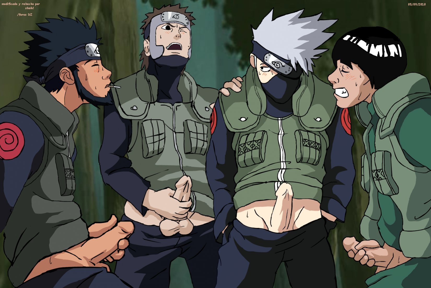 Post 708538: Asuma_Sarutobi Buranko Kakashi_Hatake Might_Guy Naruto  Sheik!_(artist) Yamato