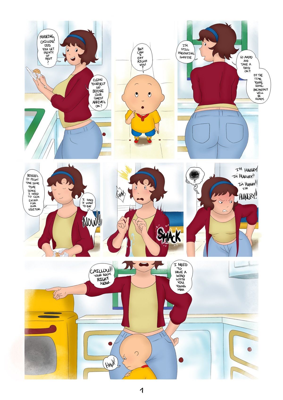 Caillou daddy isn't home right now