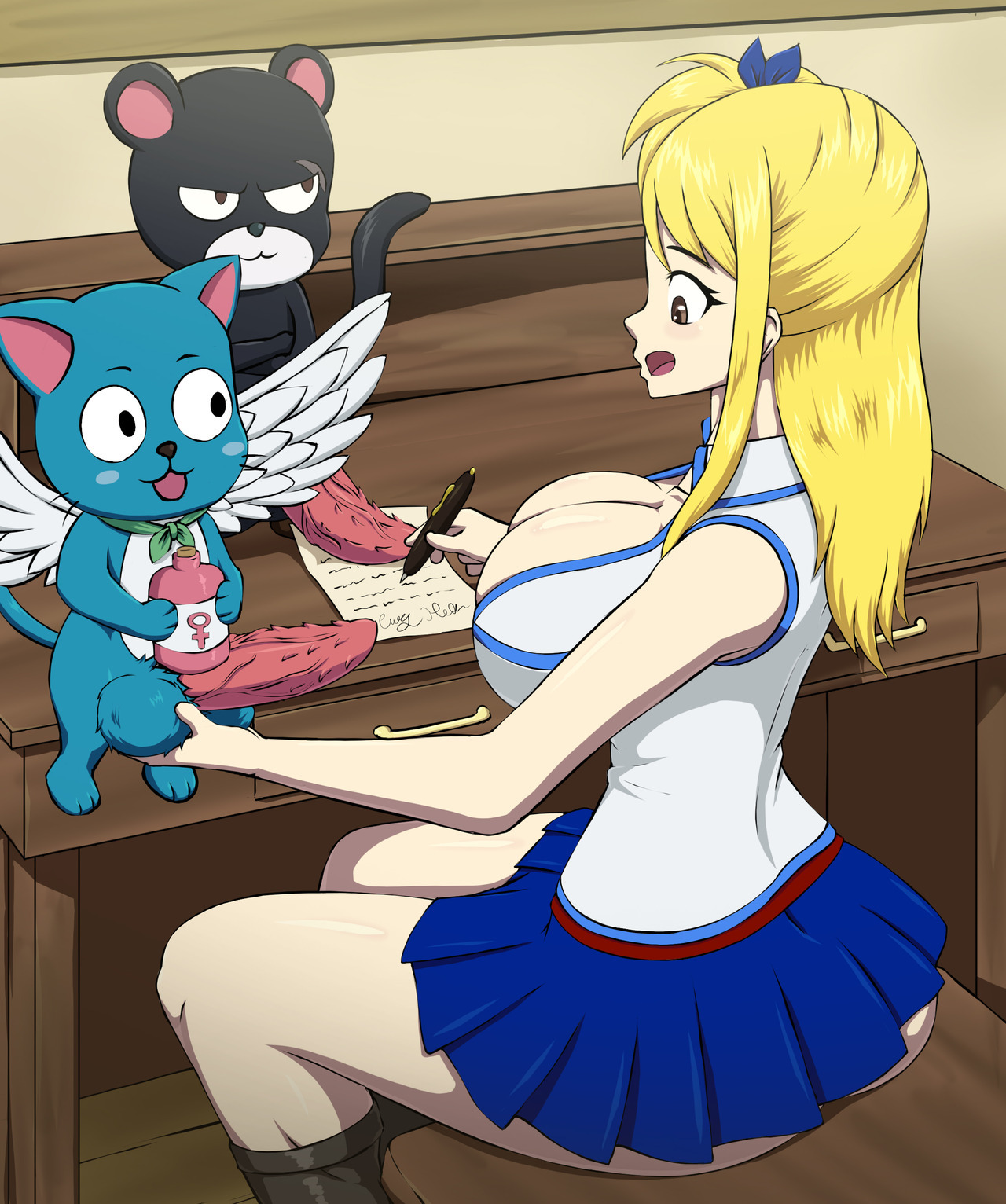 Bosomancer Fairy_Tail Happy Lucy_Heartfilia Panther_Lily exceed