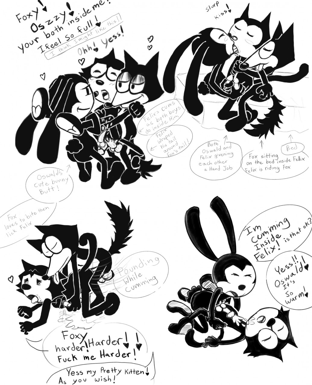 Post 4751434: crossover Felix Felix_the_Cat Foxy Oswald  Oswald_the_Lucky_Rabbit selbarm