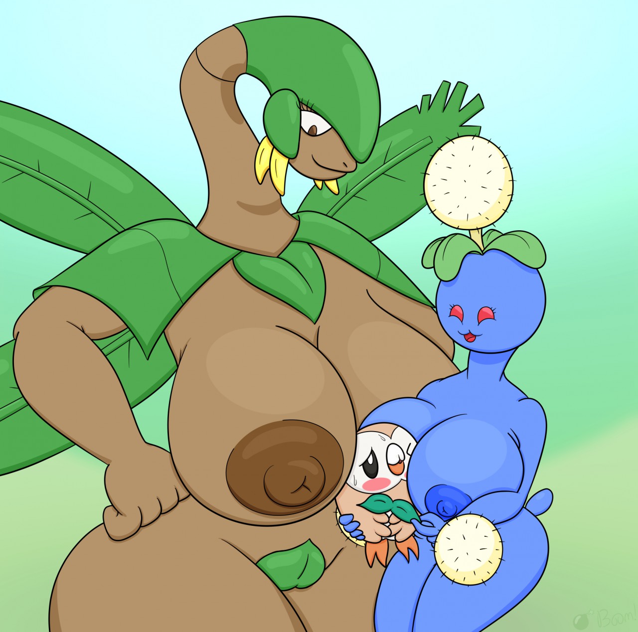 GunpowderGreenTea Jumpluff Porkyman Rowlet Tropius