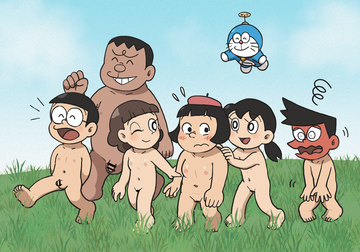 Doraemon Doraemon_(character) Jaiko_Goda Nobita_Nobi Shizuka_Minamoto Suneo_Honekawa Tachibana Takeshi_Goda