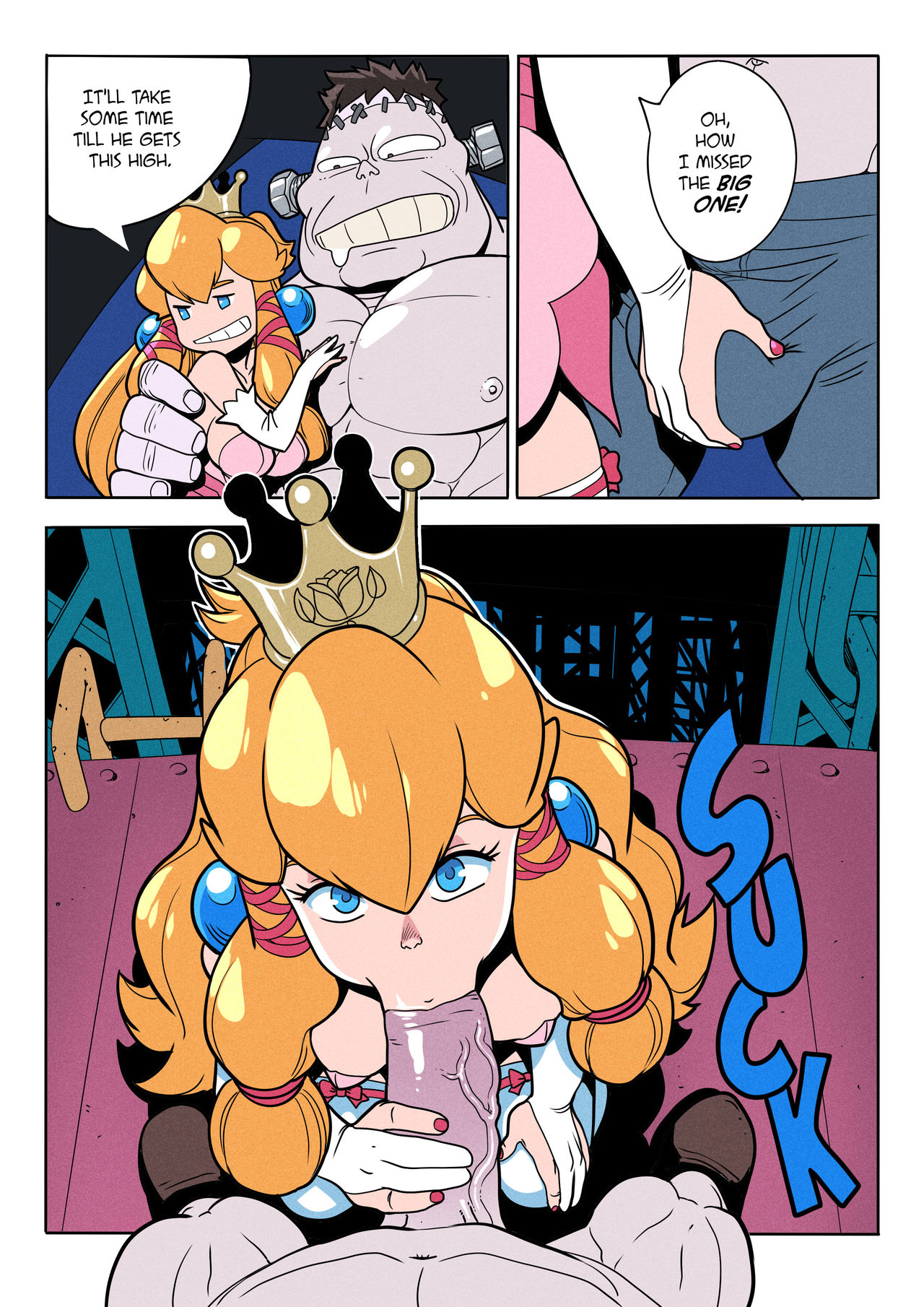 Frankenstein's_Monster Princess_Peach Super_Mario_Bros. Tekuho comic crossover