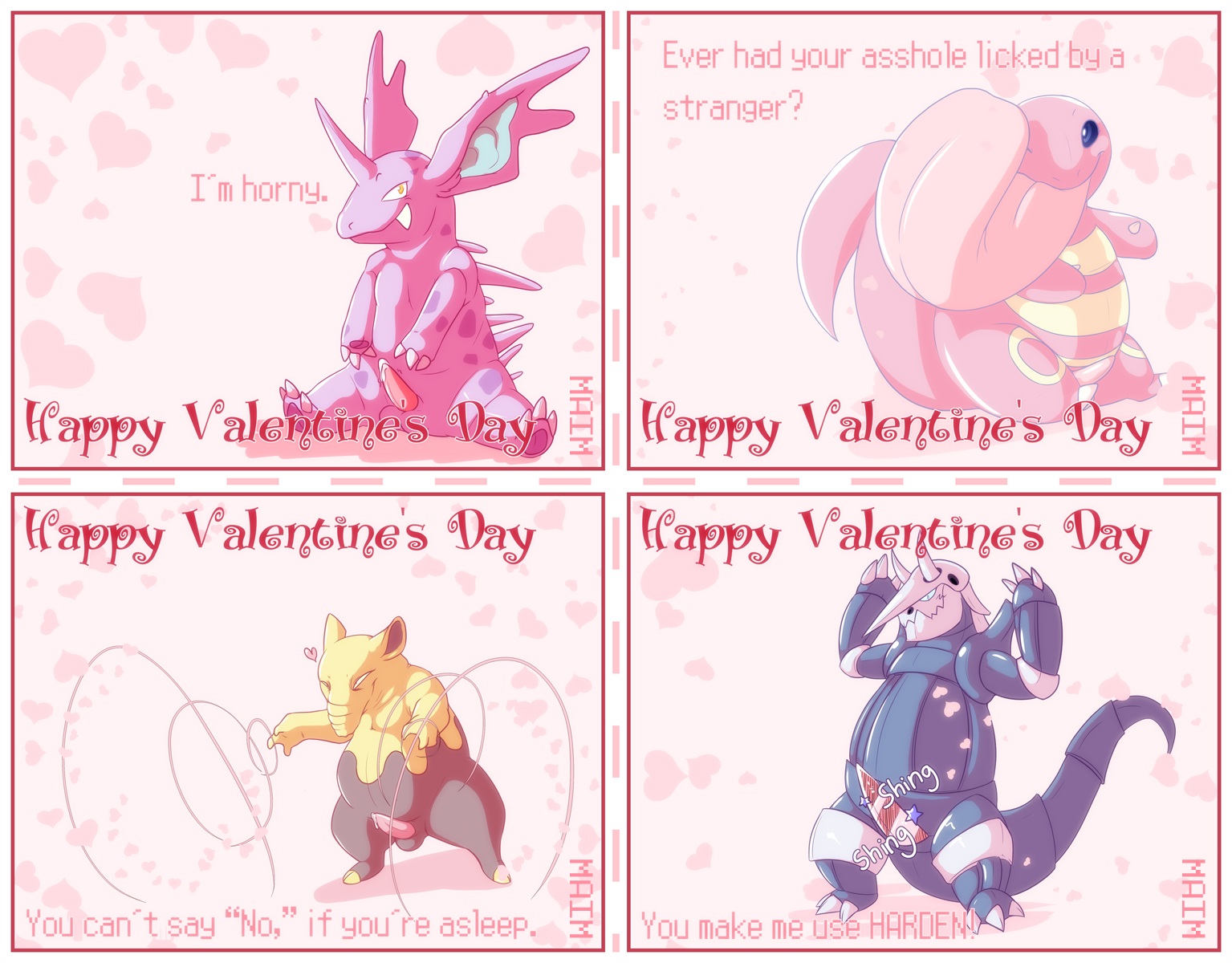 Aggron Drowzee Lickitung Nidorino Porkyman Valentine's_Day maim