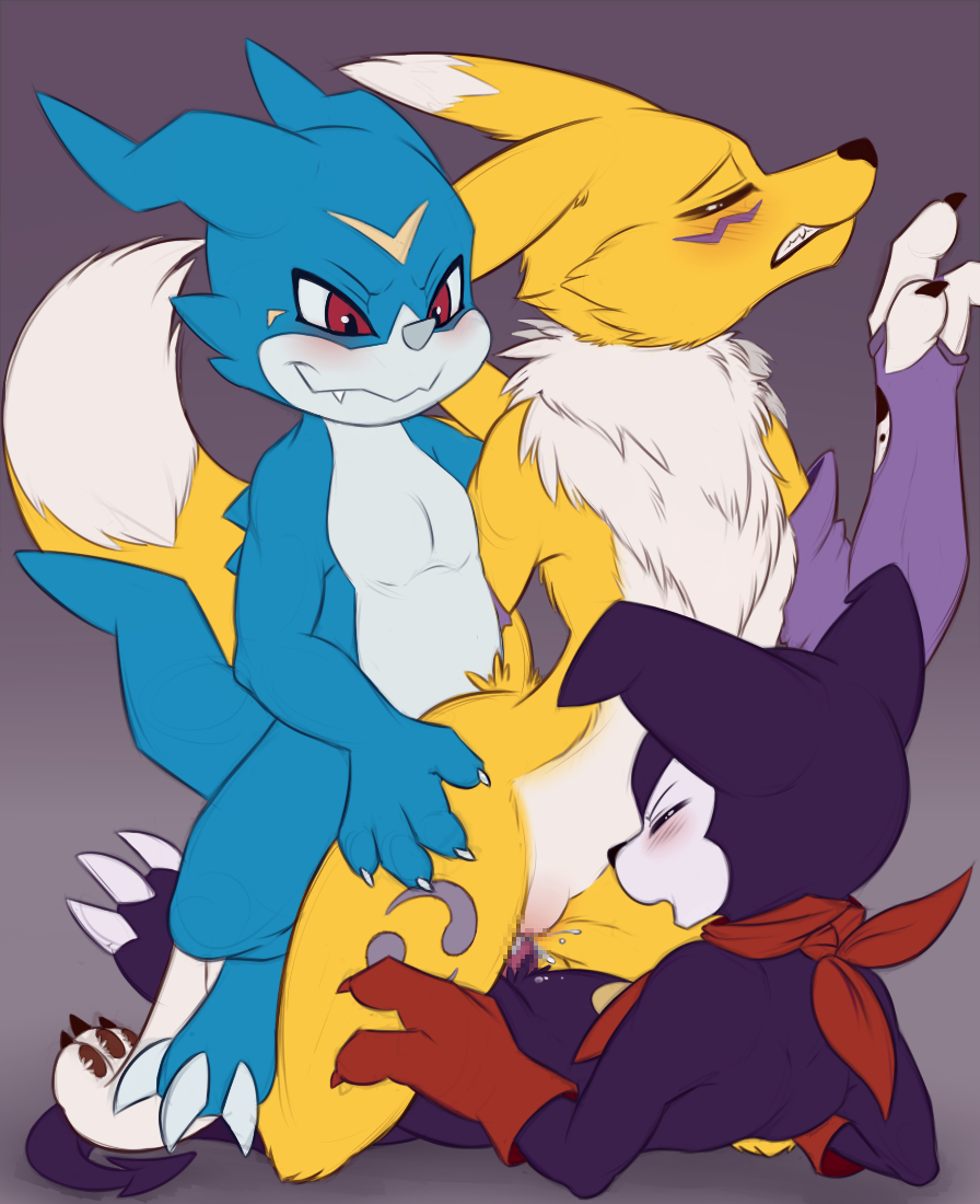 Digimon Impmon Meraence Renamon Veemon