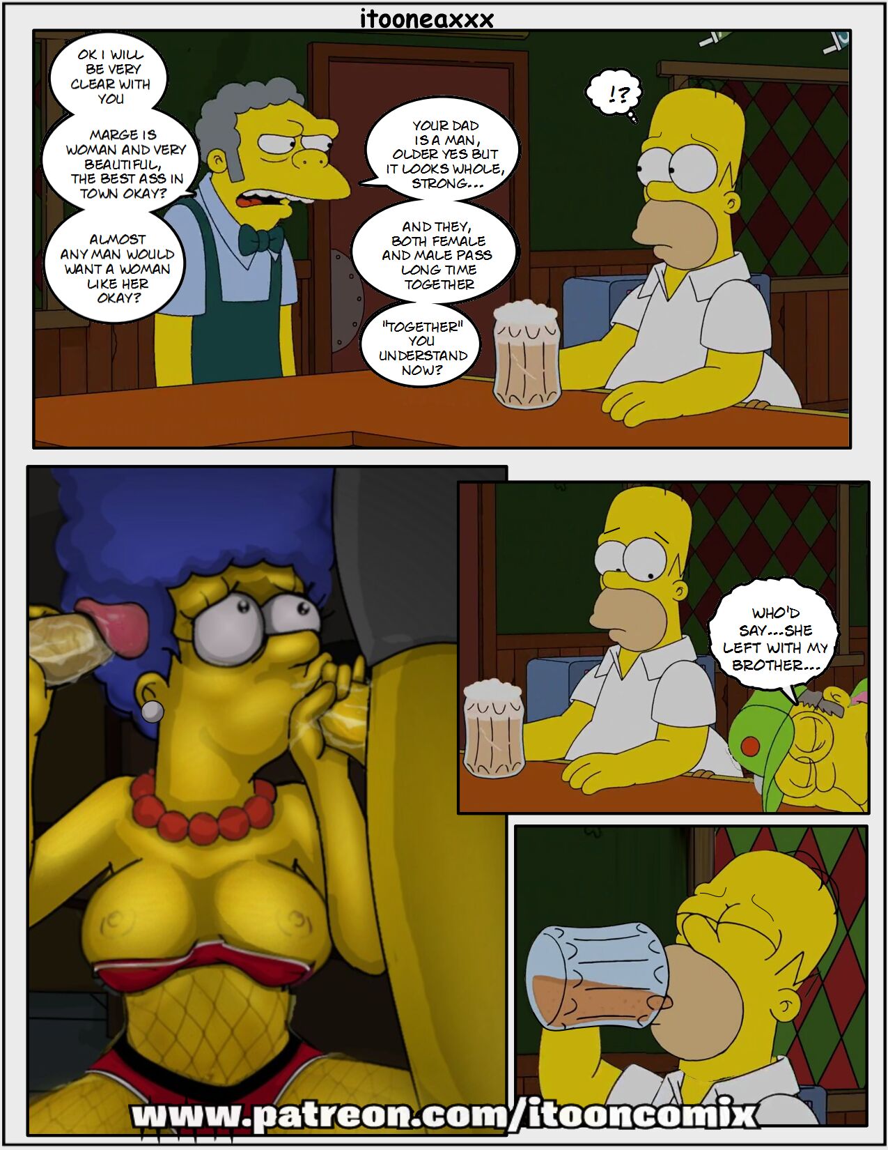 Homer_Simpson IToonEAXXX Marge_Simpson Moe_Szyslak The_Simpsons comic