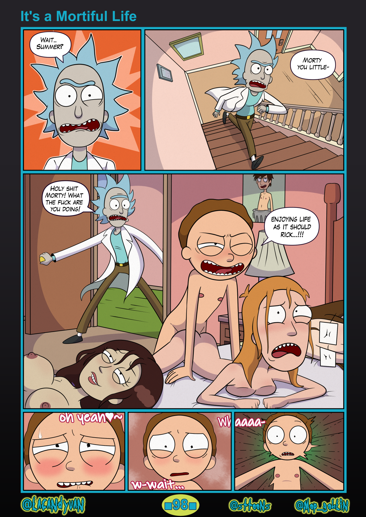 Mop_Goblin Morty_Smith Nancy Rick_Sanchez Rick_and_Morty Rule_63 SketchToons Summer_Smith Tricia_Lange comic