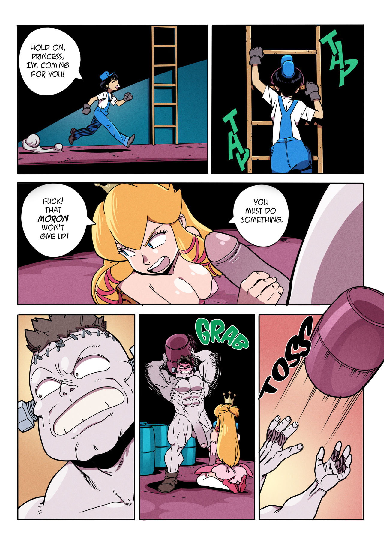 Frankenstein's_Monster Princess_Peach Super_Mario_Bros. Tekuho comic crossover