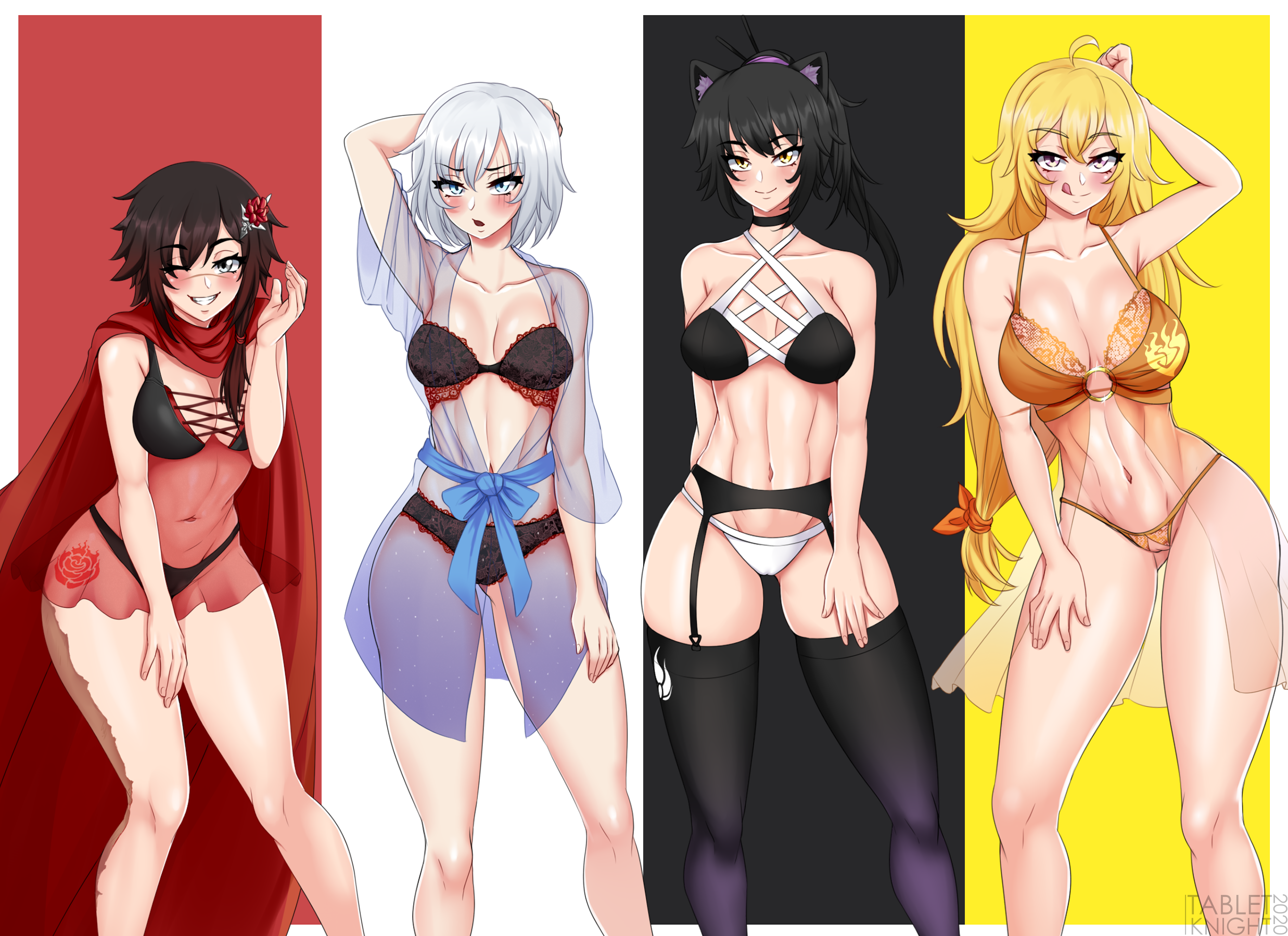 Blake_Belladonna RWBY Ruby_Rose Weiss_Schnee Yang_Xiao_Long tabletknight