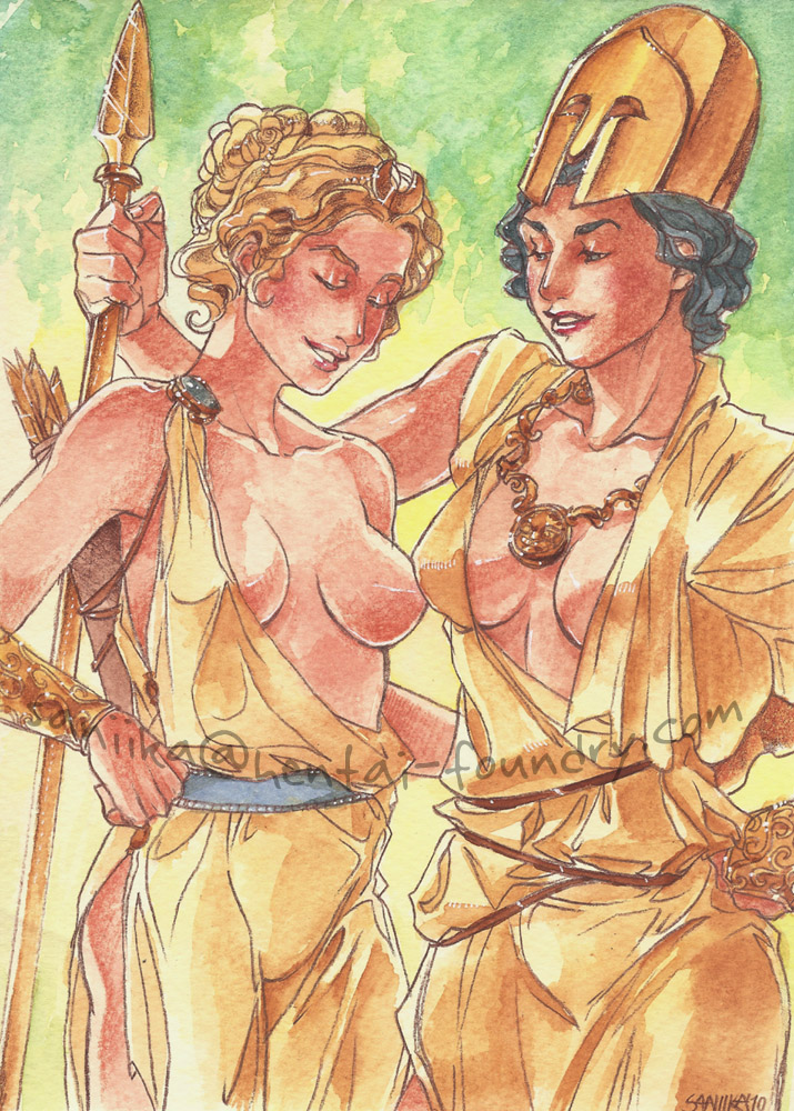 Athena Hentai - Post 594923: Artemis Athena Greece Greek_mythology mythology rakkabard