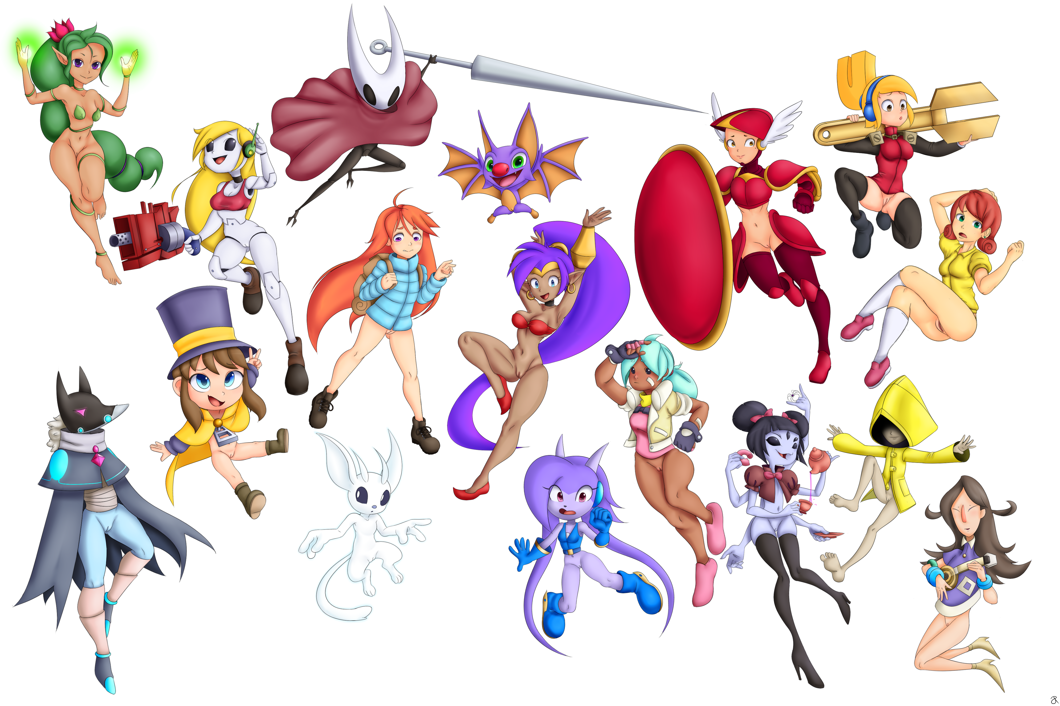 A_Hat_in_Time Cave_Story Celeste_(game) Curly_Brace Dryad Freedom_Planet Hat_Kid Hollow_Knight Hornet Iconoclasts Laylee Little_Nightmares Madeline Mandolyn Muffet Ori Ori_and_the_Blind_Forest Owlboy Penny RasenXoru Robin Sash_Lilac Shantae Shantae_(series) Shield_Knight Shovel_Knight Six Stardew_Valley Terraria Undertale Yooka-Laylee tagme