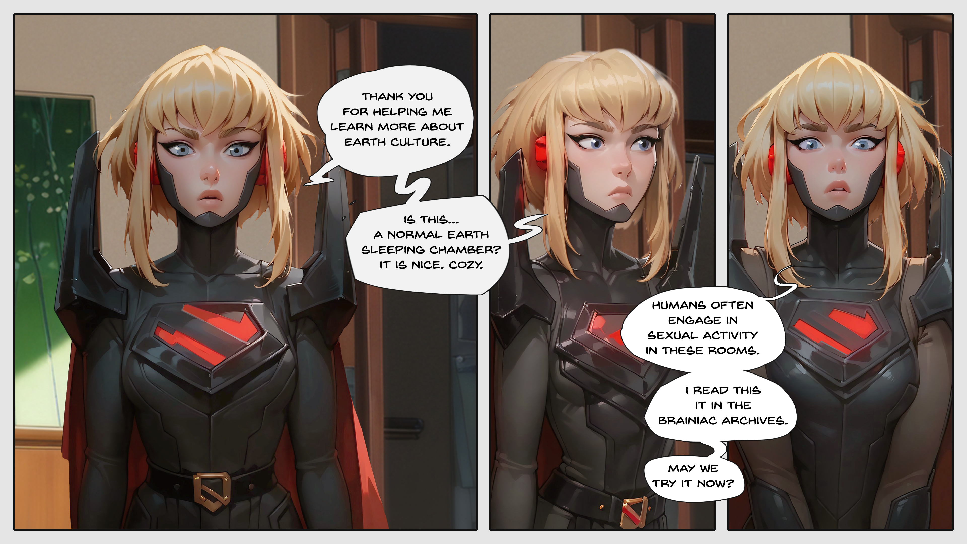 AI-generated DC Kara_Zor-El My_Adventures_with_Superman Supergirl Superman_(series) comic stupidhornyai