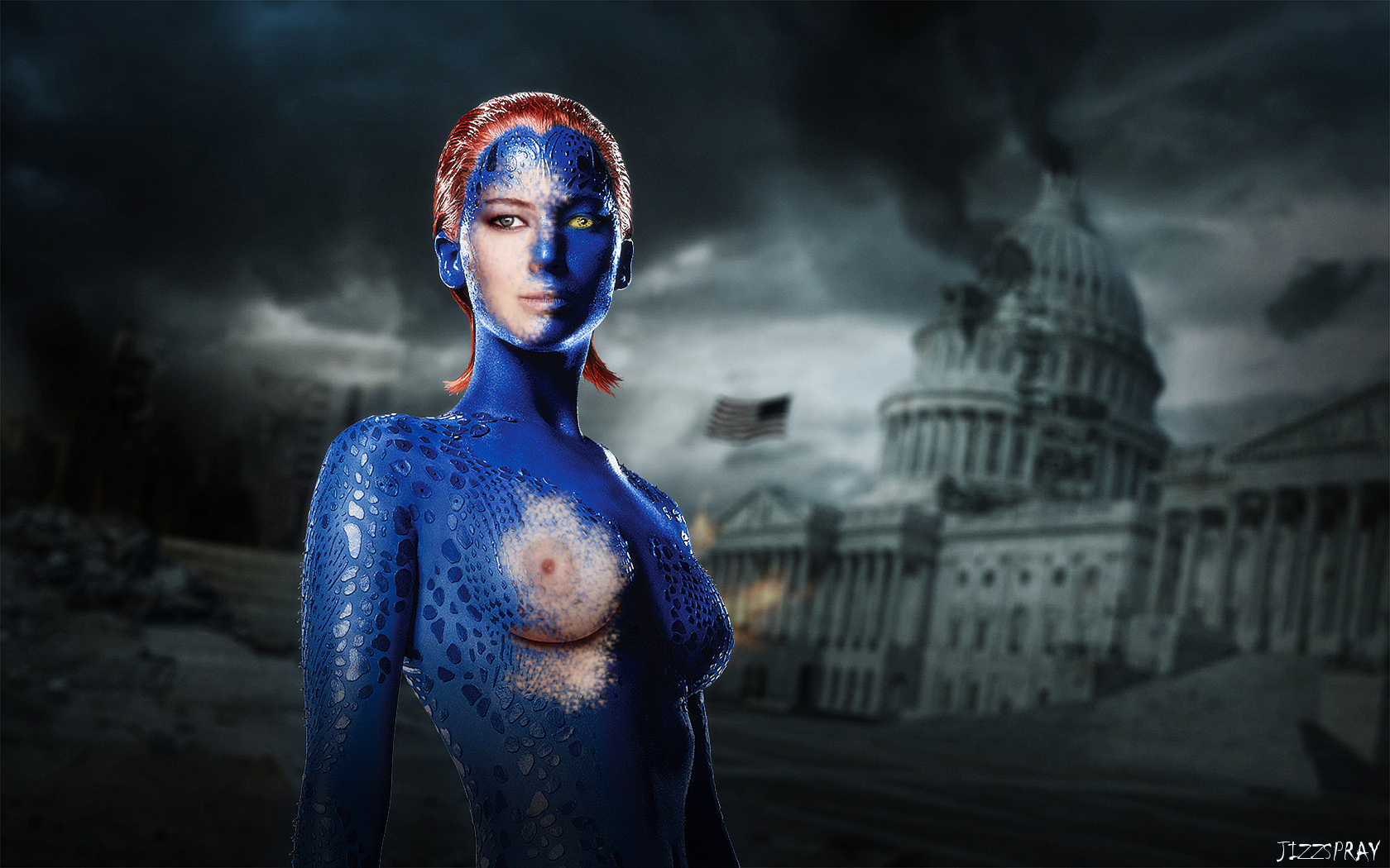 Jennifer_Lawrence Jizzspray Marvel Mystique X-Men fakes