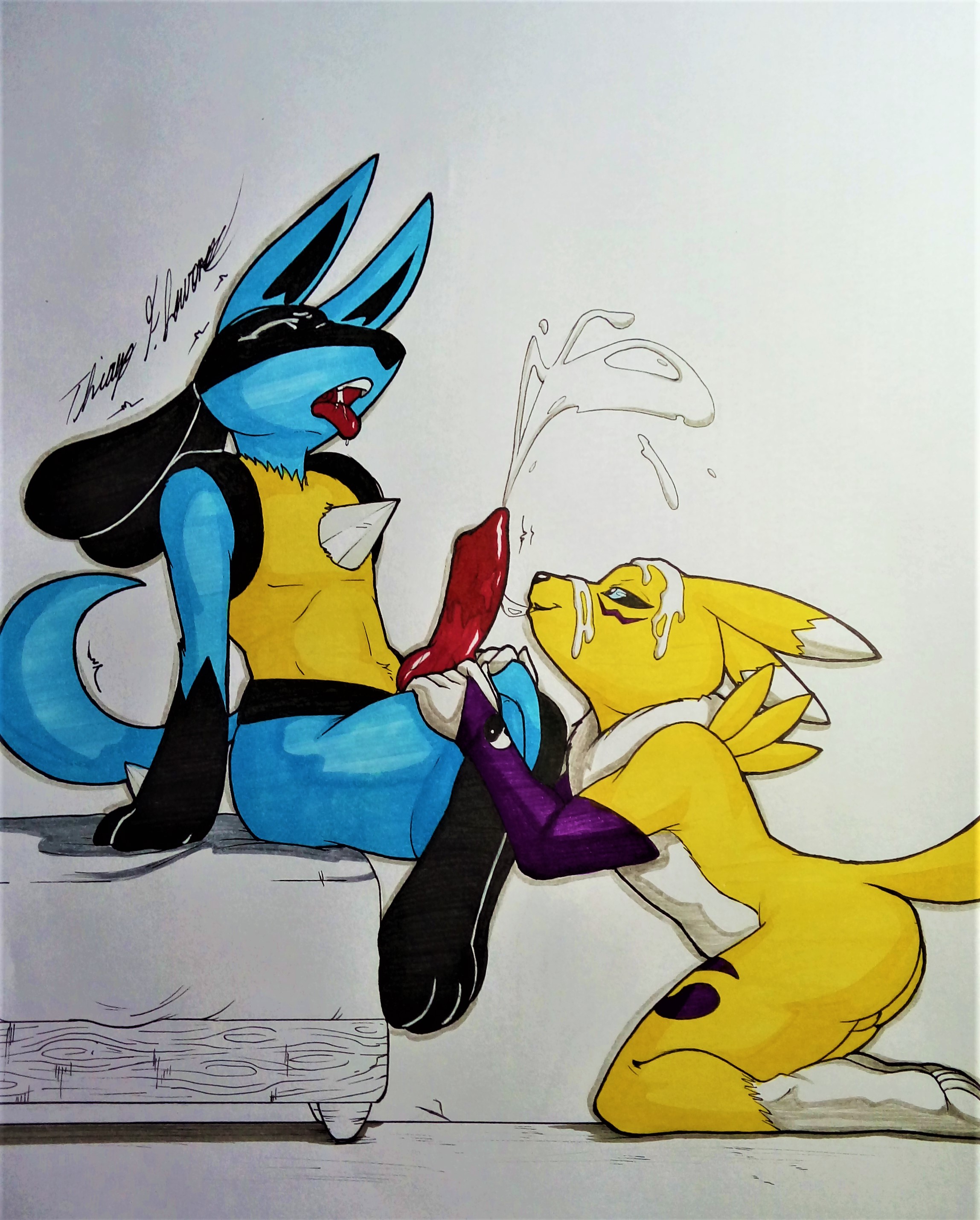 Post 4497336 Crossover Digimon Lucario Porkyman Renamon Rotten Owl