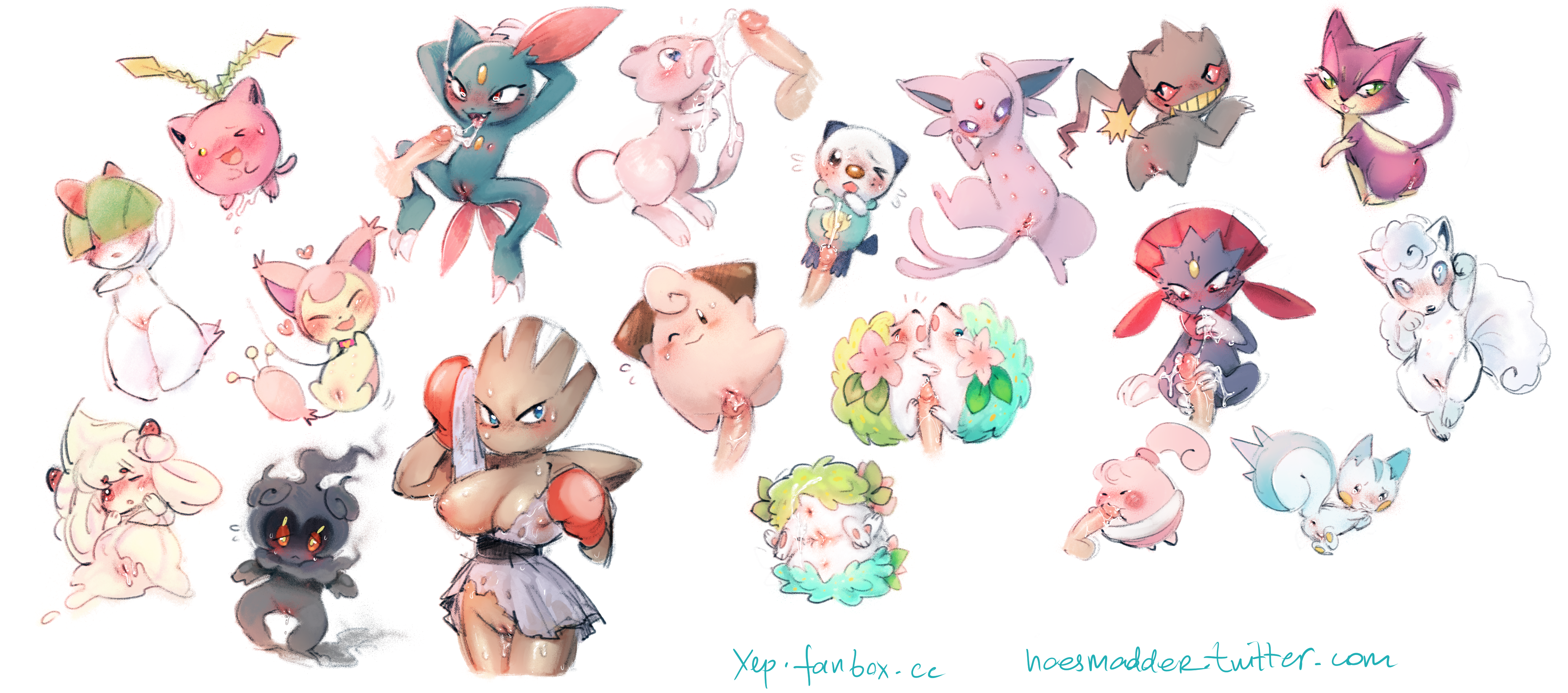 Alcremie Alolan_Vulpix Banette Cleffa Espeon Happiny Hitmonchan Hoppip Marshadow Mew Niichan Oshawott Pachirisu Porkyman Purrloin Ralts Shaymin Skitty Sneasel Vulpix Weavile