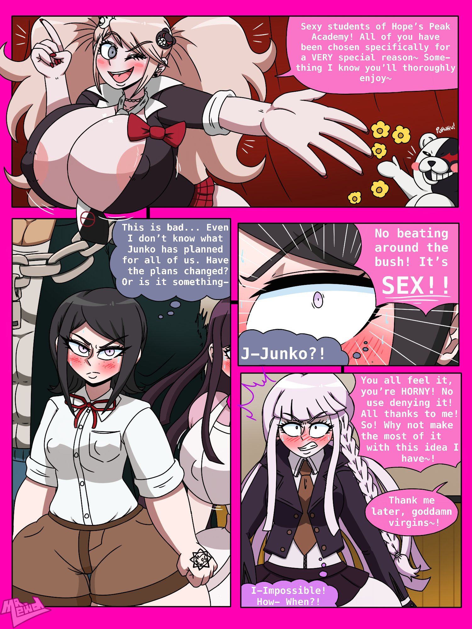 Post 5308265 Comic Danganronpa Junkoenoshima Kyoukokirigiri Monokuma Mrlewd Mukuroikusaba 