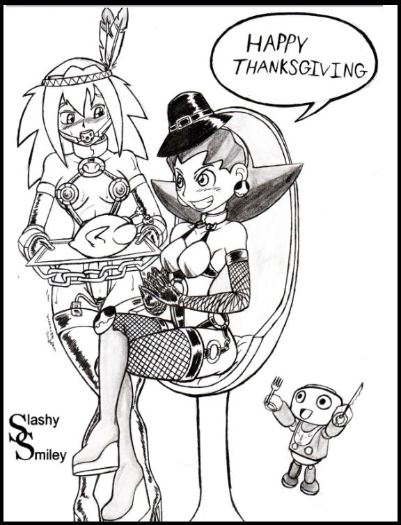 Mega_Man_Legends Mega_Man_Legends_(series) Roll_Caskett Servbot SlashySmiley Thanksgiving Tron_Bonne