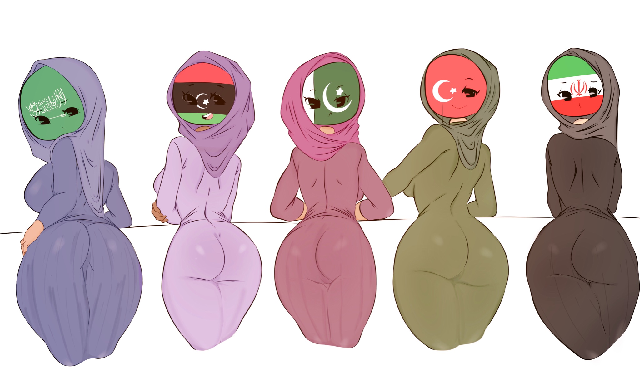 Countryhumans Flawsy Iran Libya Muslim Pakistan Saudi_Arabia Turkey hijab