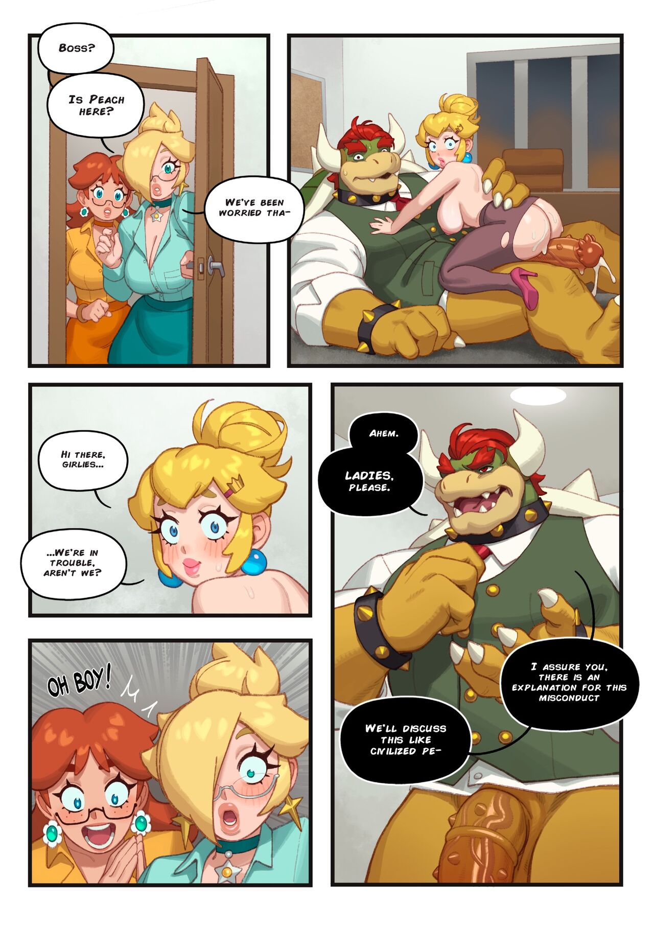 Bowser Koopa Princess_Daisy Princess_Peach Princess_Rosalina Rizdraws Super_Mario_Bros. comic