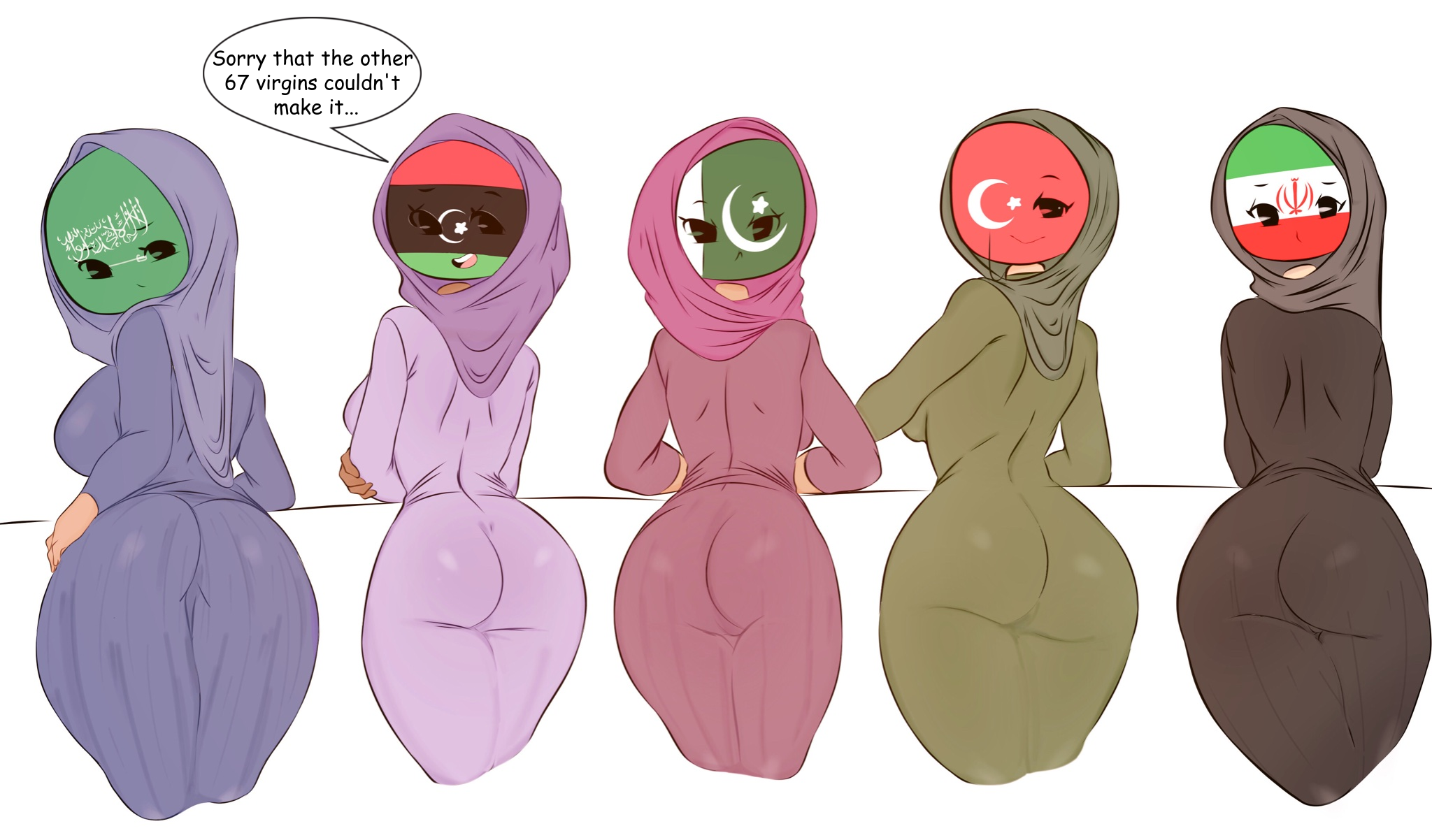 Countryhumans Flawsy Iran Libya Muslim Pakistan Saudi_Arabia Turkey comic edit hijab