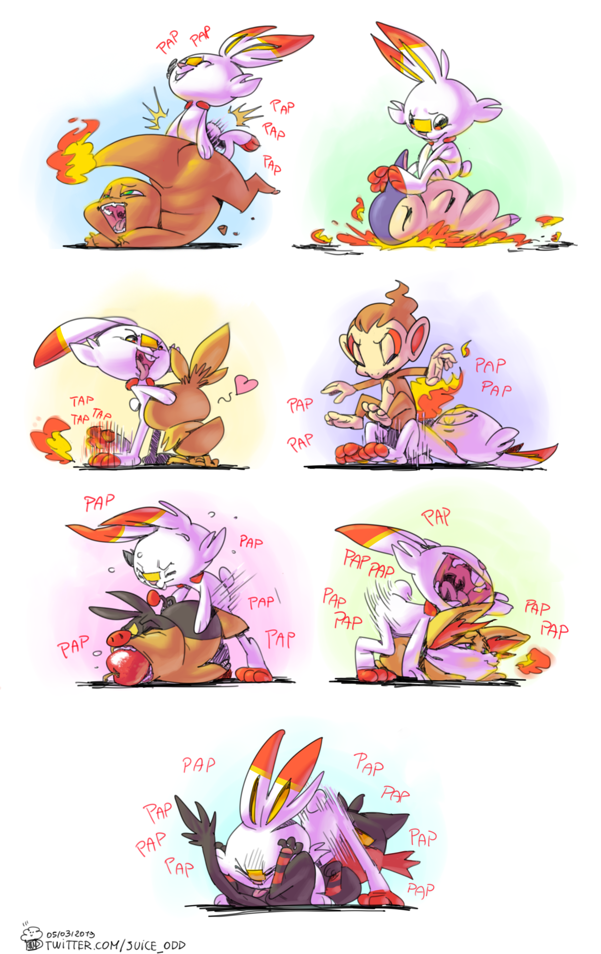 Charmander Chimchar Cyndaquil Fennekin Litten Porkyman Porkyman_Sword_and_Shield Scorbunny Tepig Torchic oddjuice