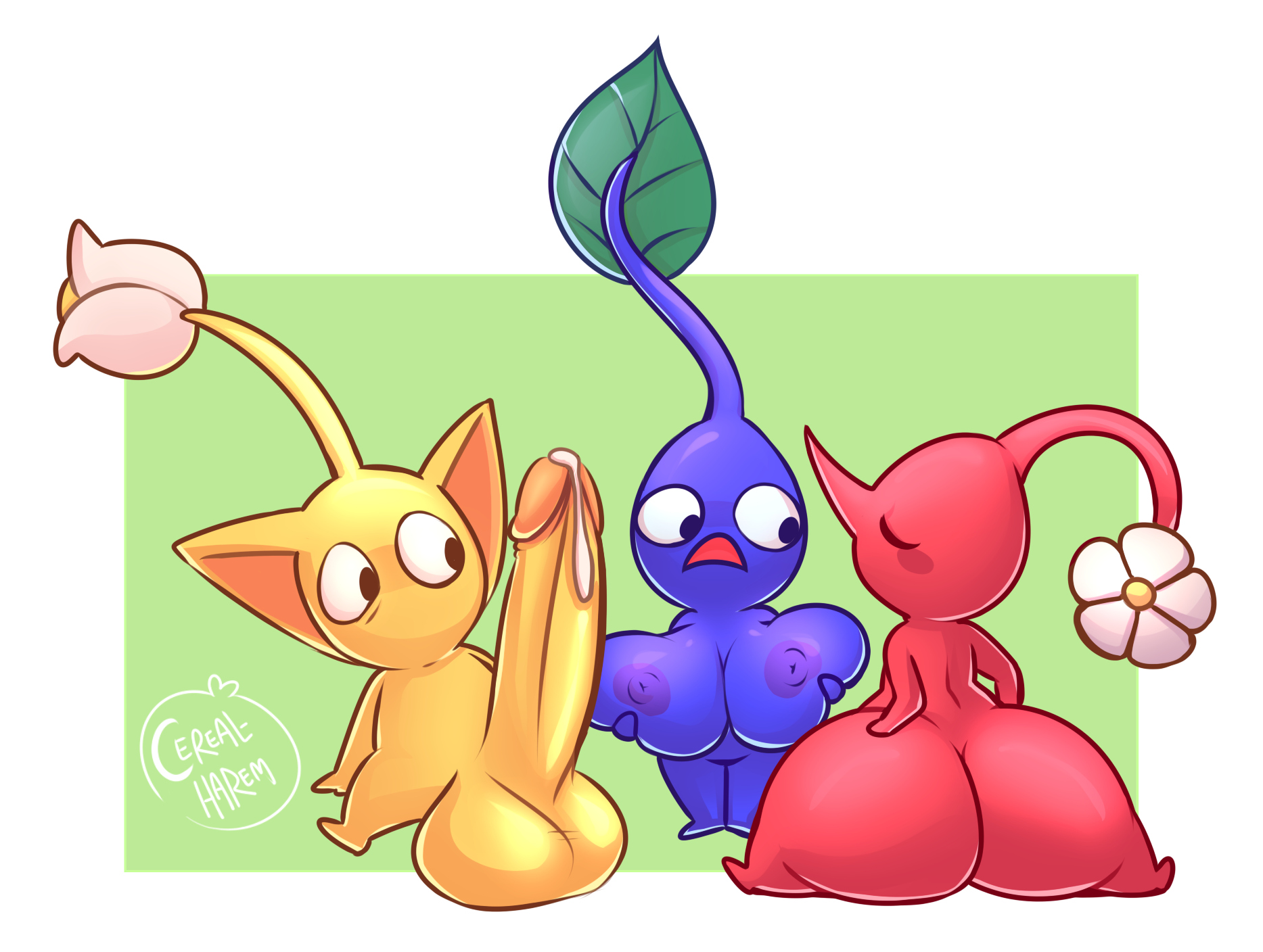 Blue_Pikmin CerealHarem Pikmin Pikmin_(species) Red_Pikmin Yellow_Pikmin