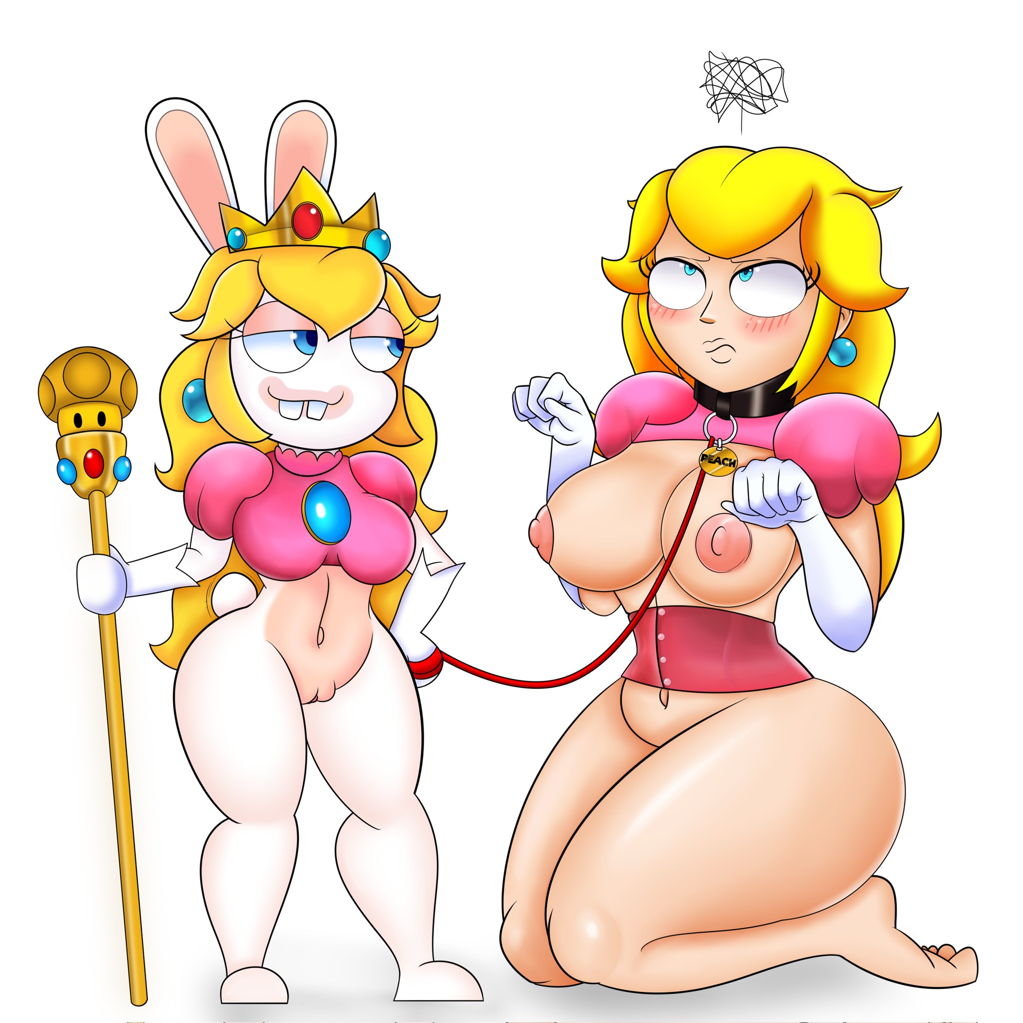 Mario_+_Rabbids_Kingdom_Battle Princess_Peach Rabbid Rabbid_Peach Raving_Rabbids Reypan_(Artist) Super_Mario_Bros. crossover edit zanahoria