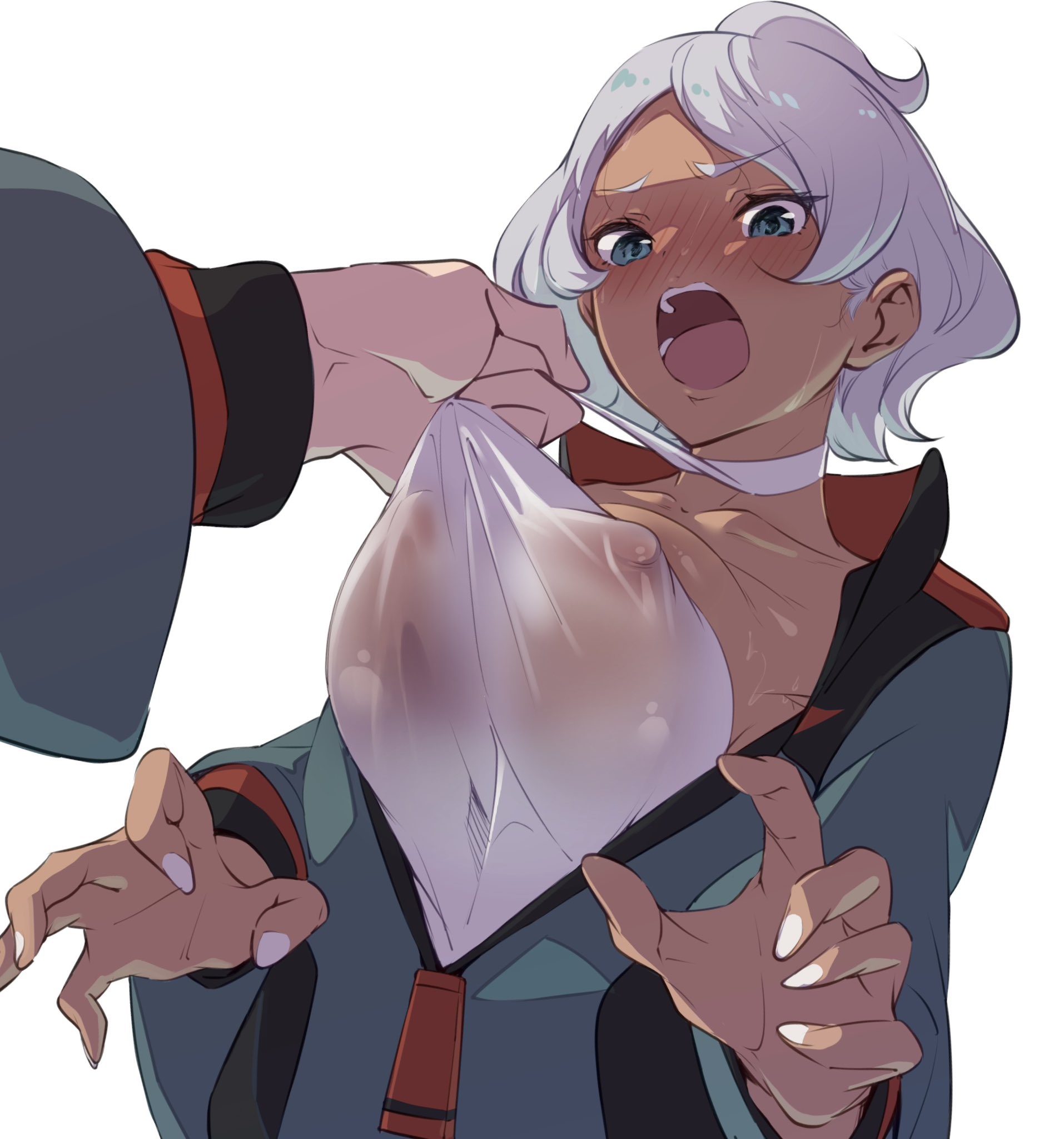 Latex armbinder bondage