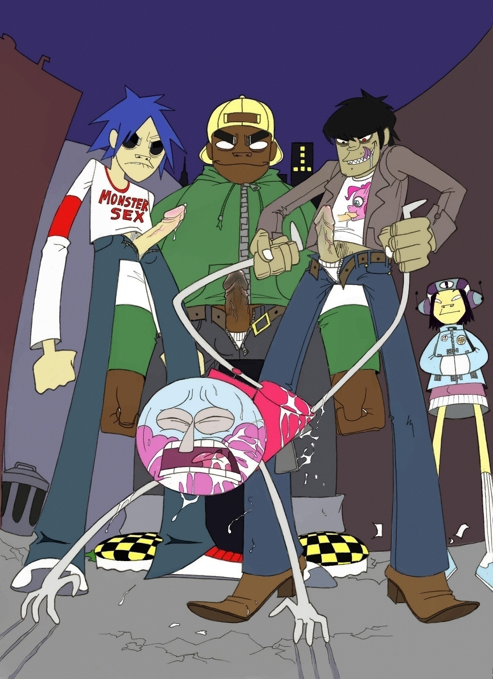 Post 837816: 2D Benson_Dunwoody crossover Fantasydemon Friendship_is_Magic  Gorillaz Murdoc_Niccals music My_Little_Pony Noodle Pinkie_Pie Regular_Show  Russel_Hobbs