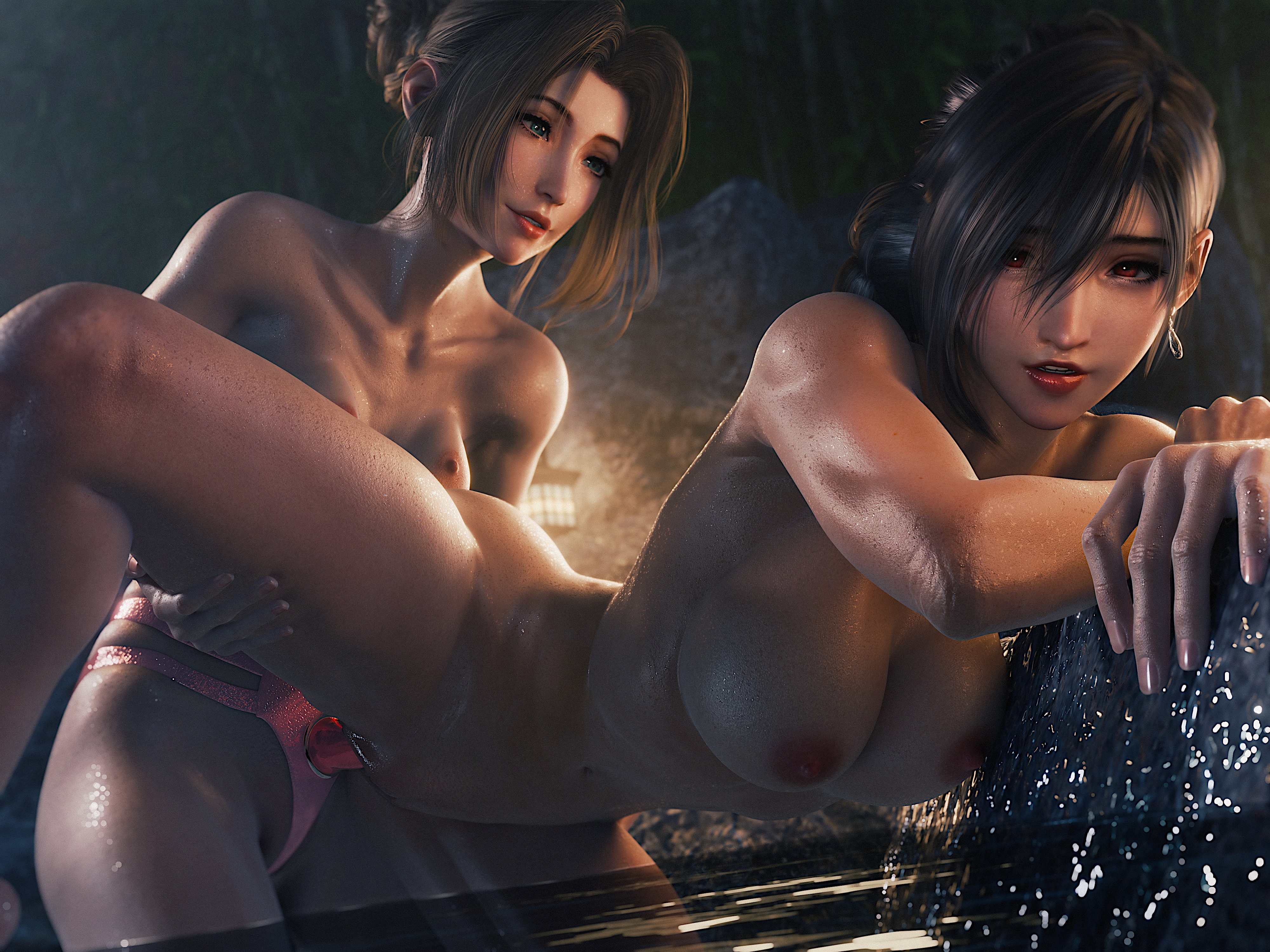 Aerith_Gainsborough Final_Fantasy_(series) Final_Fantasy_VII Tifa_Lockhart nsfw_ria