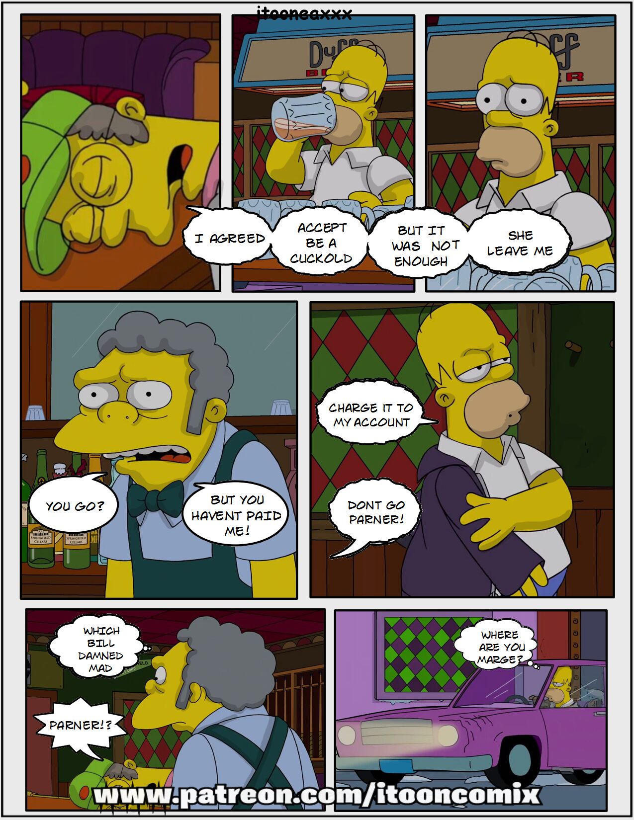 Homer_Simpson IToonEAXXX Moe_Szyslak The_Simpsons comic