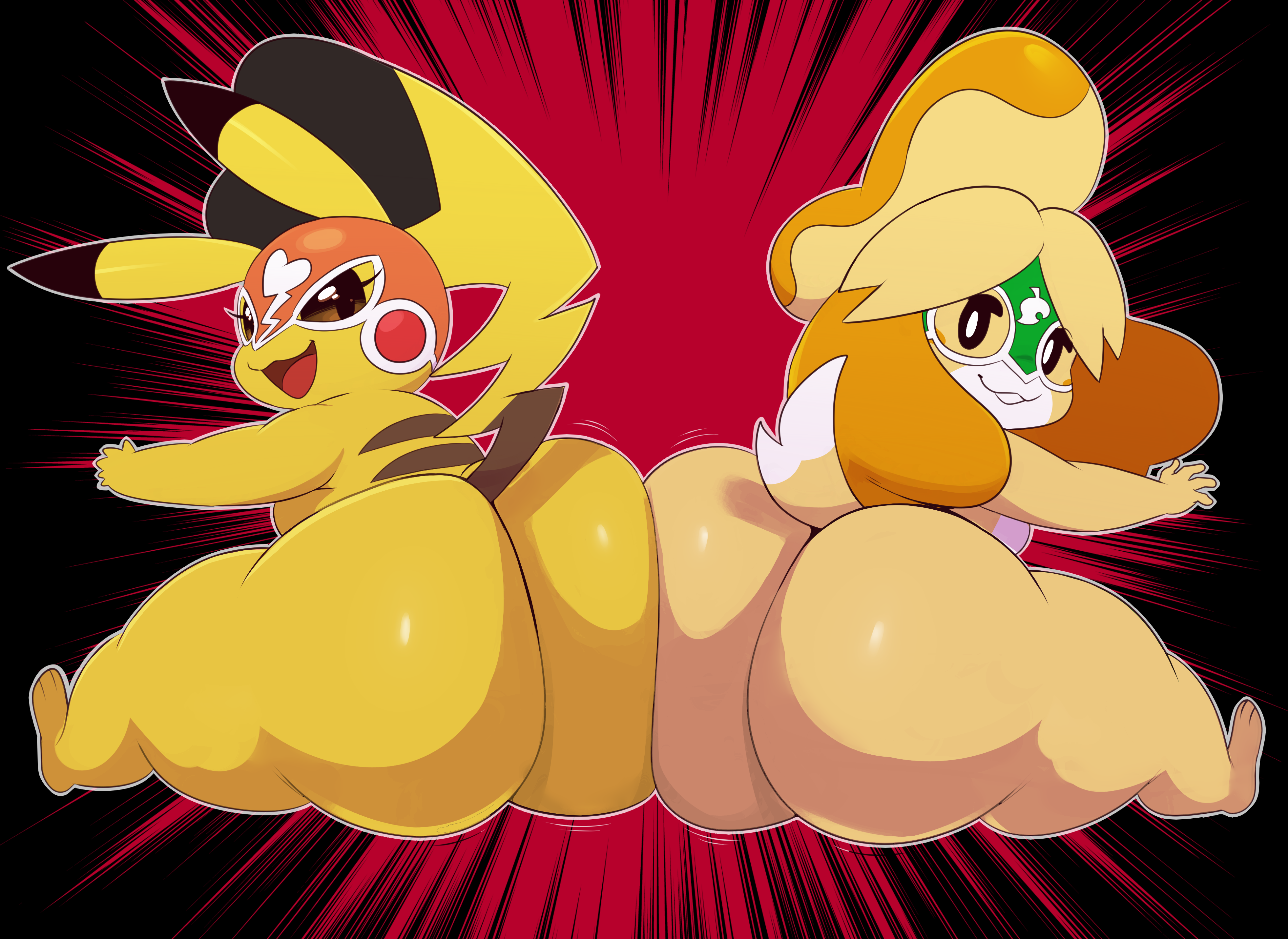 Animal_Crossing Cosplay_Pikachu Isabelle Pikachu Pikachu_Libre Porkyman crossover edit sssonic2