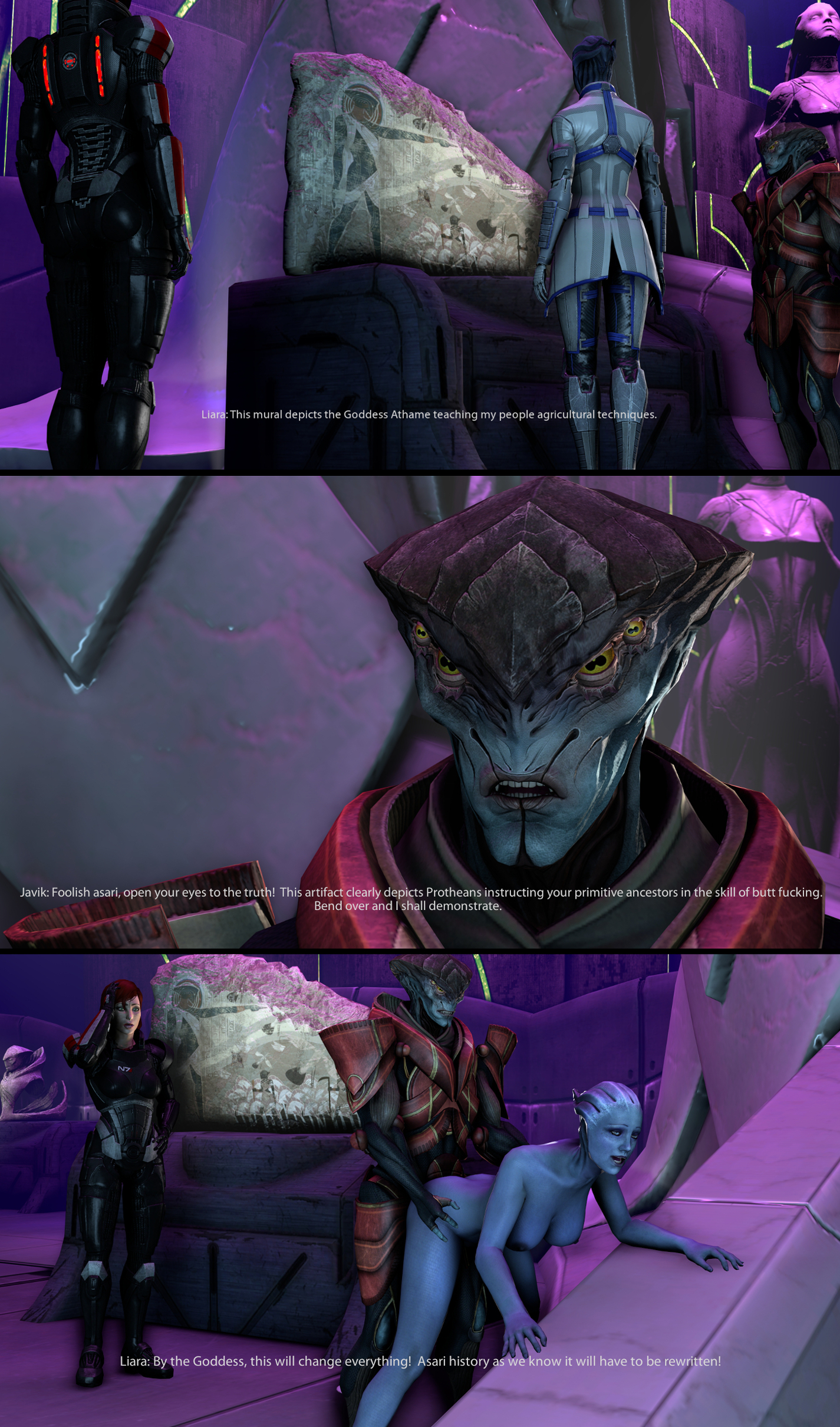 Asari Commander_Shepard FemShep Javik Liara_T'Soni Mass_Effect Mass_Effect_3 Prothean shittyhorsey