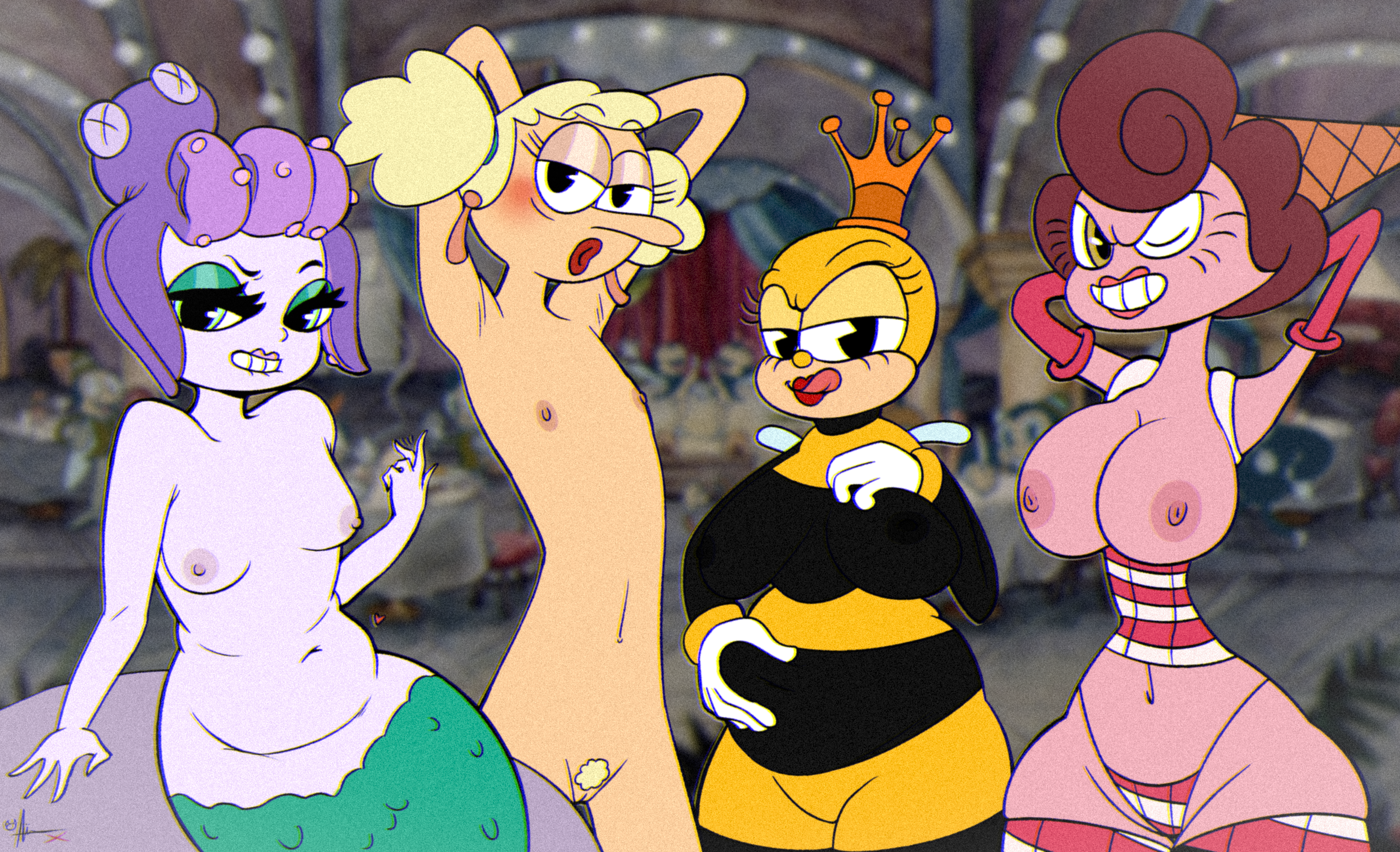 Aobacarry Baroness_Von_Bon_Bon Cala_Maria Cuphead_(series) Rumor_Honeybottoms Sally_Stageplay