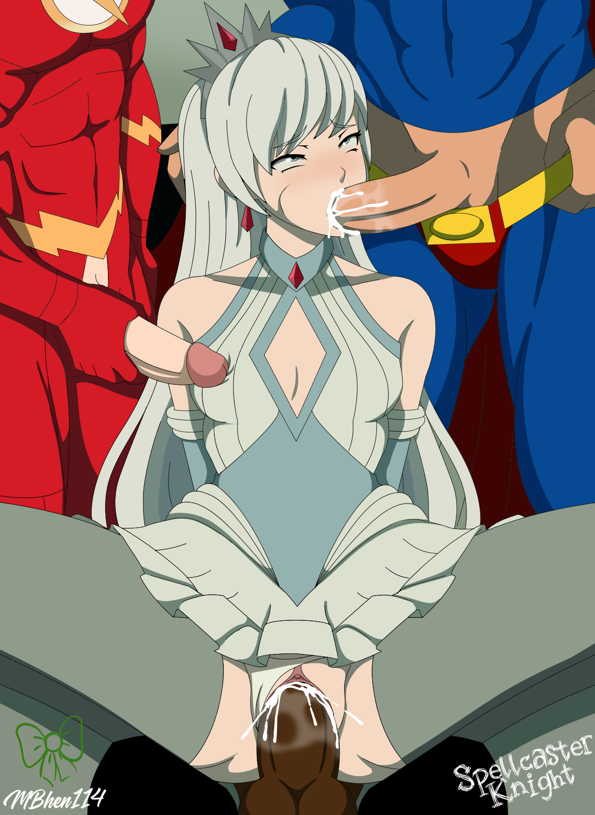 Barry_Allen Clark_Kent Cyborg DC Flash Justice_League Justice_League_x_RWBY:_Super_Heroes_and_Huntsmen RWBY SpellcasterKnight Superman Superman_(series) Victor_Stone Weiss_Schnee crossover mbhen114