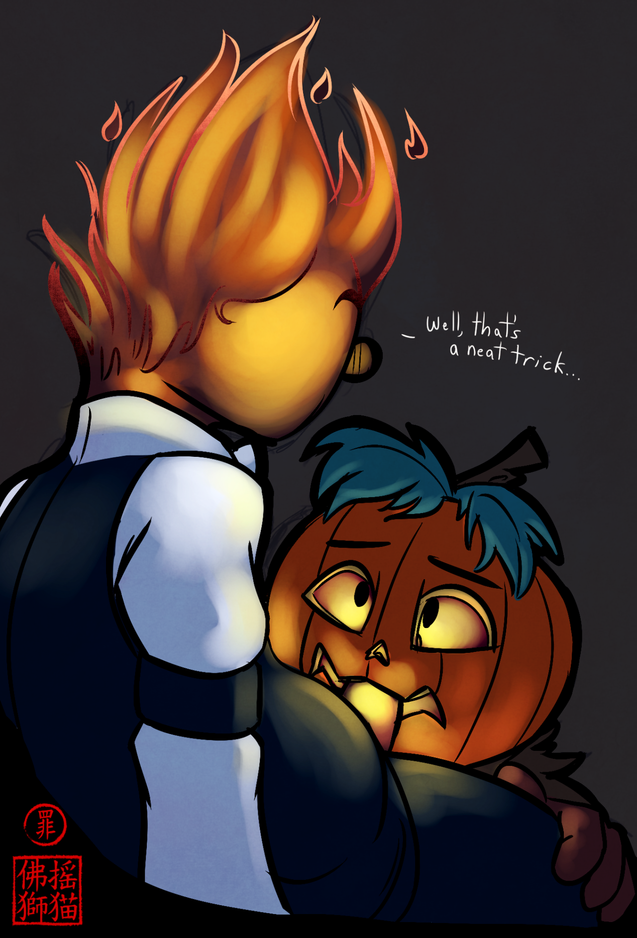 Post 1717882: Grillby Halloween scribble-secrets Undertale