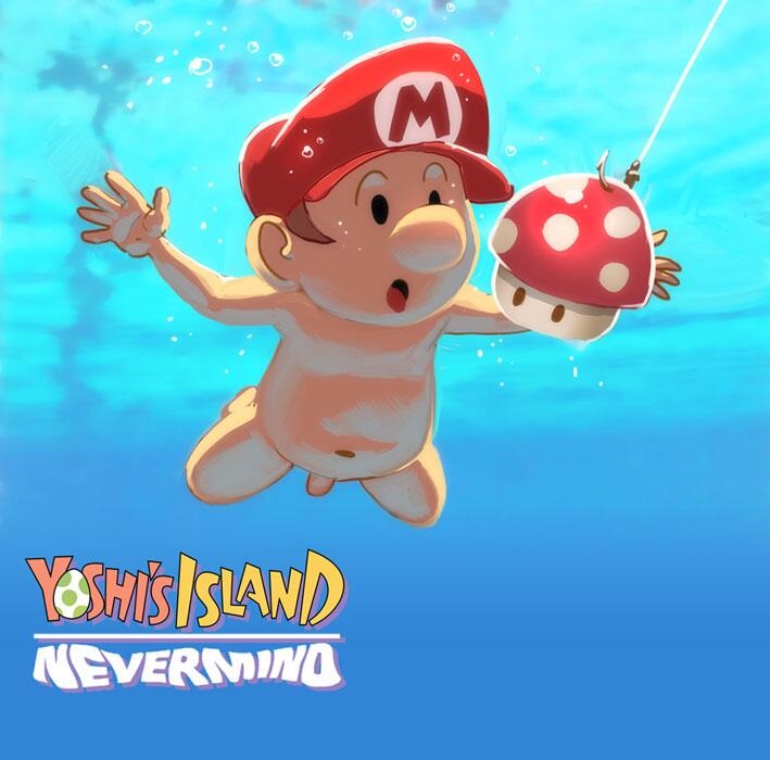 Baby_Mario GENZOMAN Mario Nirvana Super_Mario_Bros. Super_Mushroom Yoshi's_Island crossover edit nevermind