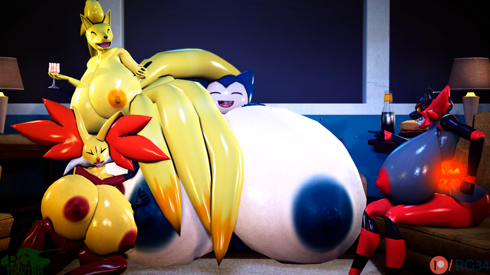 Delphox Incineroar Ninetales Porkyman Snorlax Source_Filmmaker rgtdwtbr