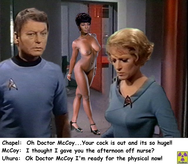 Christine_Chapel DeForest_Kelley Leonard_McCoy Majel_Barrett Nichelle_Nichols Nyota_Uhura Radman Star_Trek fakes