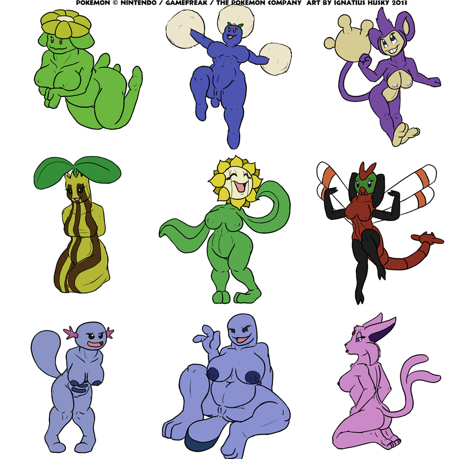 Aipom Espeon Ignatius_Husky Jumpluff Porkyman Quagsire Skiploom Sunflora Sunkern Wooper Yanma